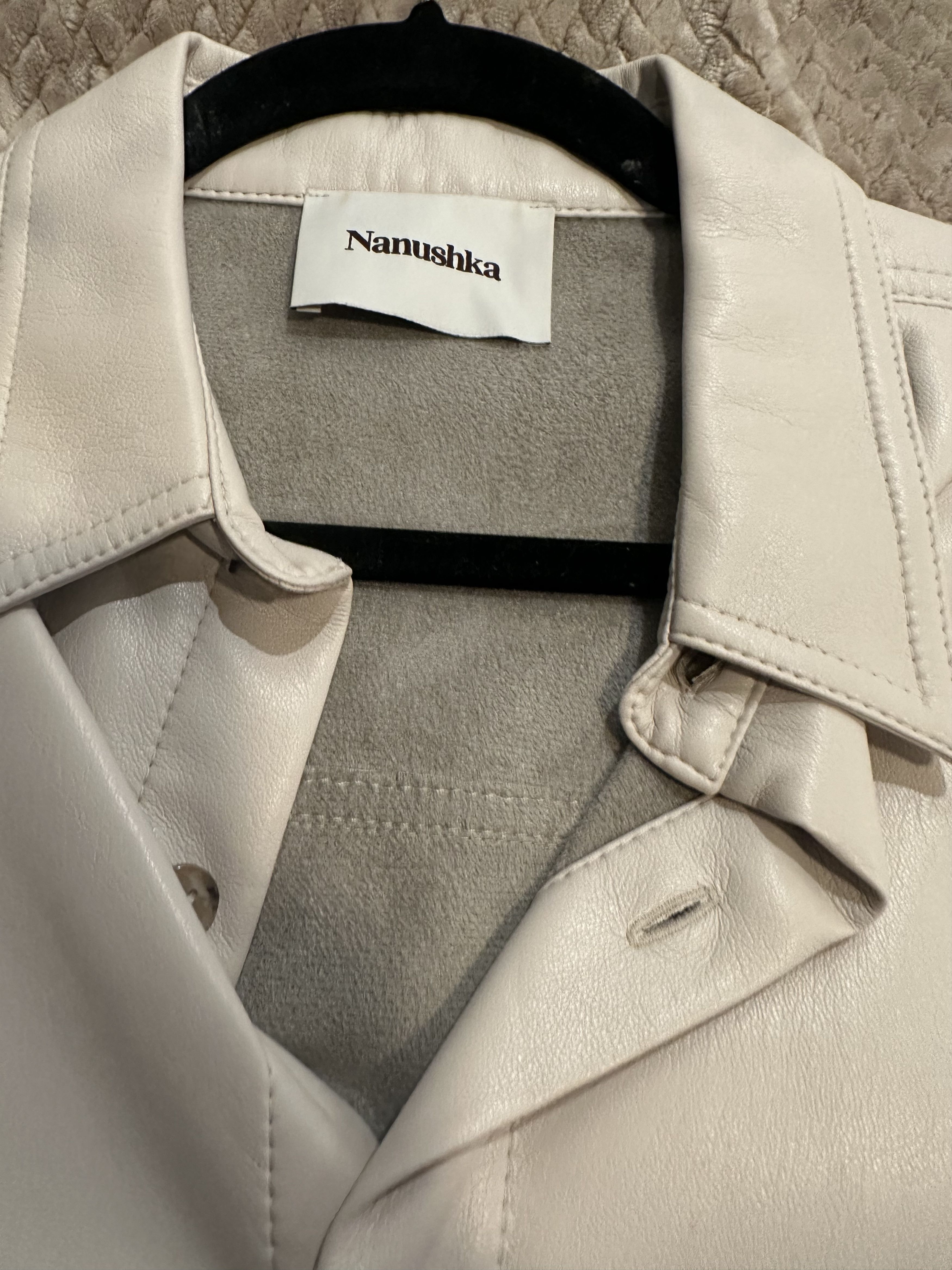 Nanushka Nanushka vegan leather short sleeve button shirt beige Size US M / EU 48-50 / 2 - 3 Thumbnail