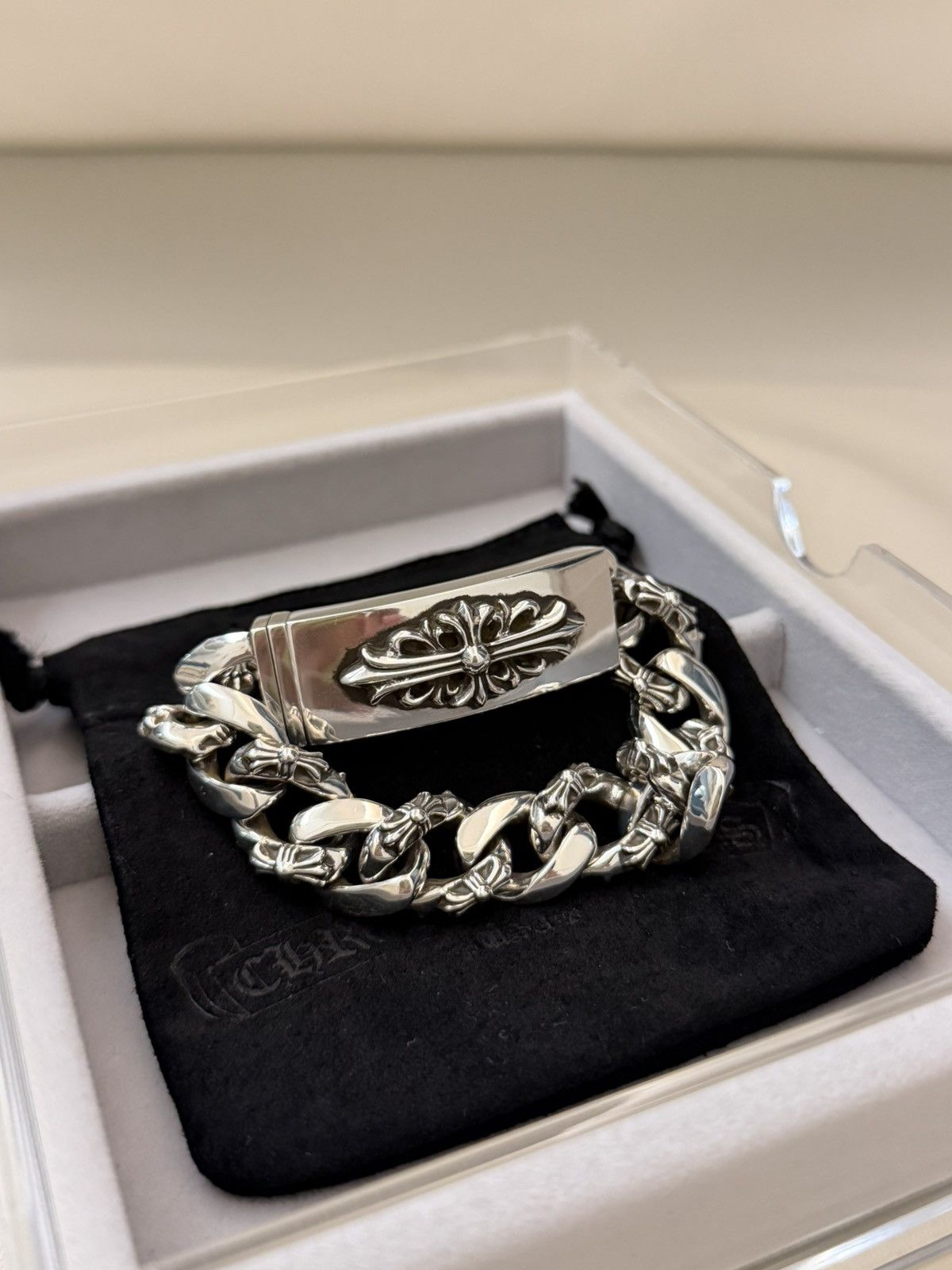 Chrome Hearts Chrome Hearts Floral Cross Fancy Link ID Bracelet Size ONE SIZE - 9 Thumbnail