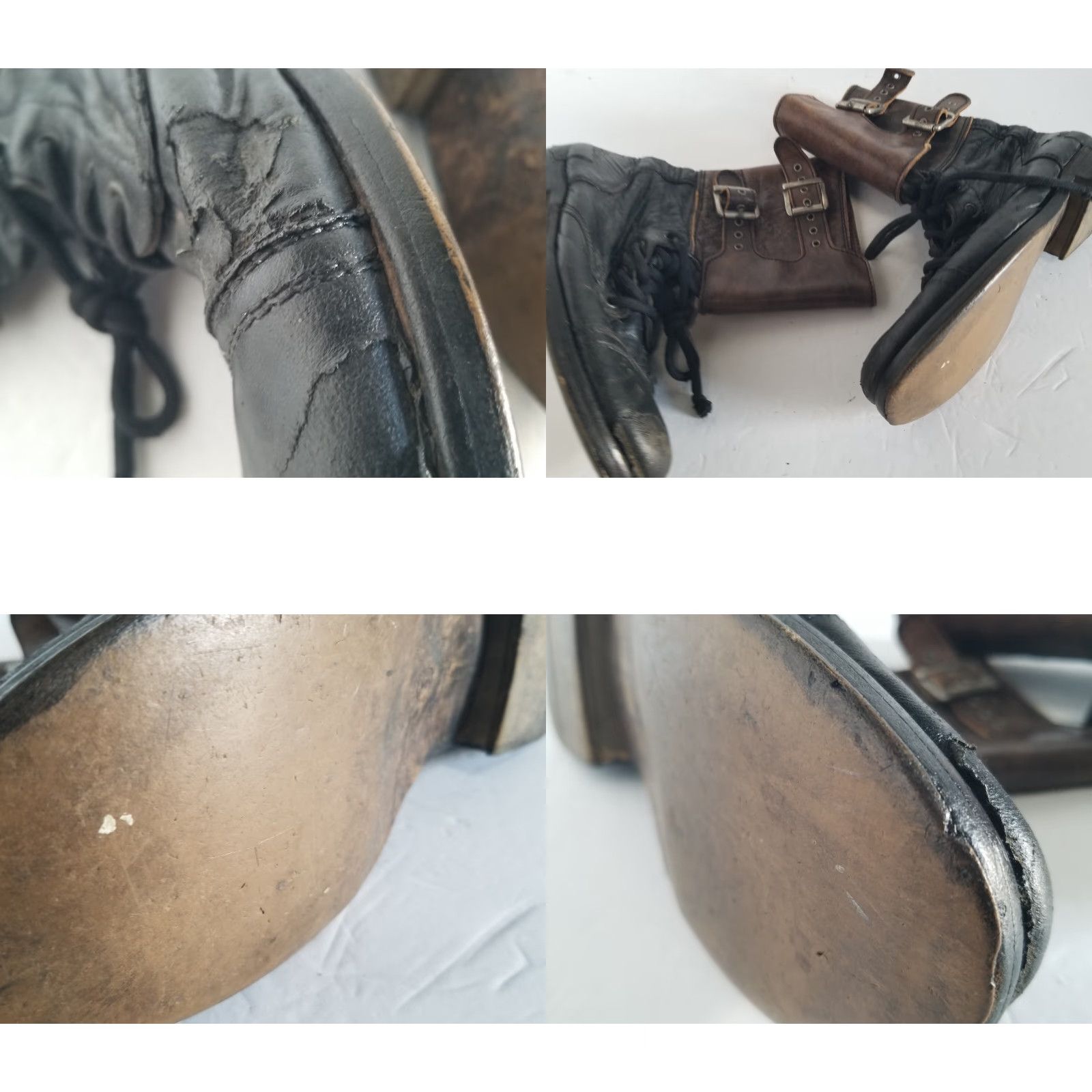 Allsaints VINTAGE AllSaints Combat Boots Womens 38 US 7.5 Black Brown Leather Distressed Leather Lined Buckle Adjustable Strap Cap Toe Ankle Bootes? Size US 8 / IT 38 - 9 Thumbnail