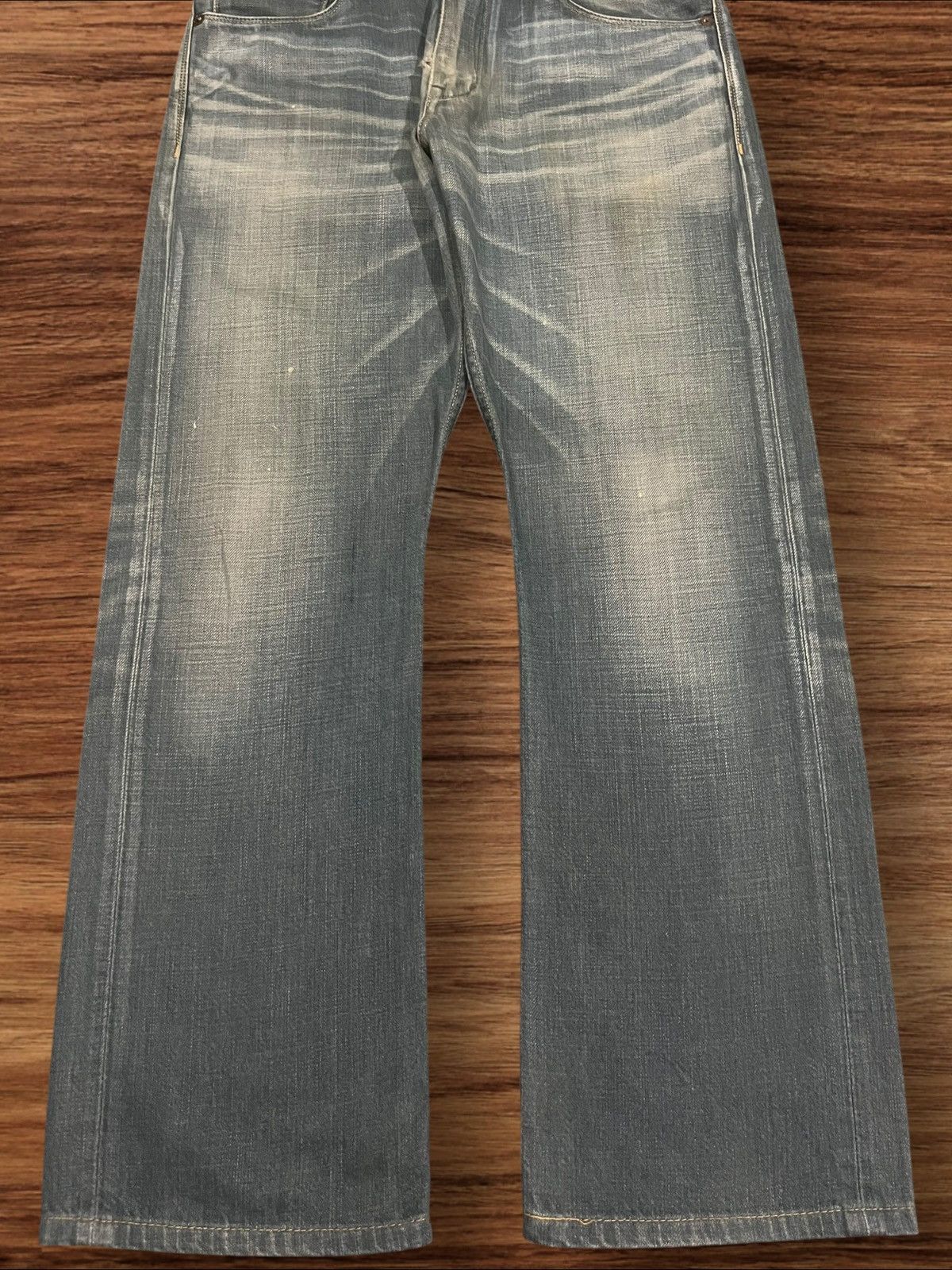 Japanese Brand × Tornado Mart Vintage Japanese Back Number Buckle Back Blue Faded Jeans Size US 33 - 10 Thumbnail