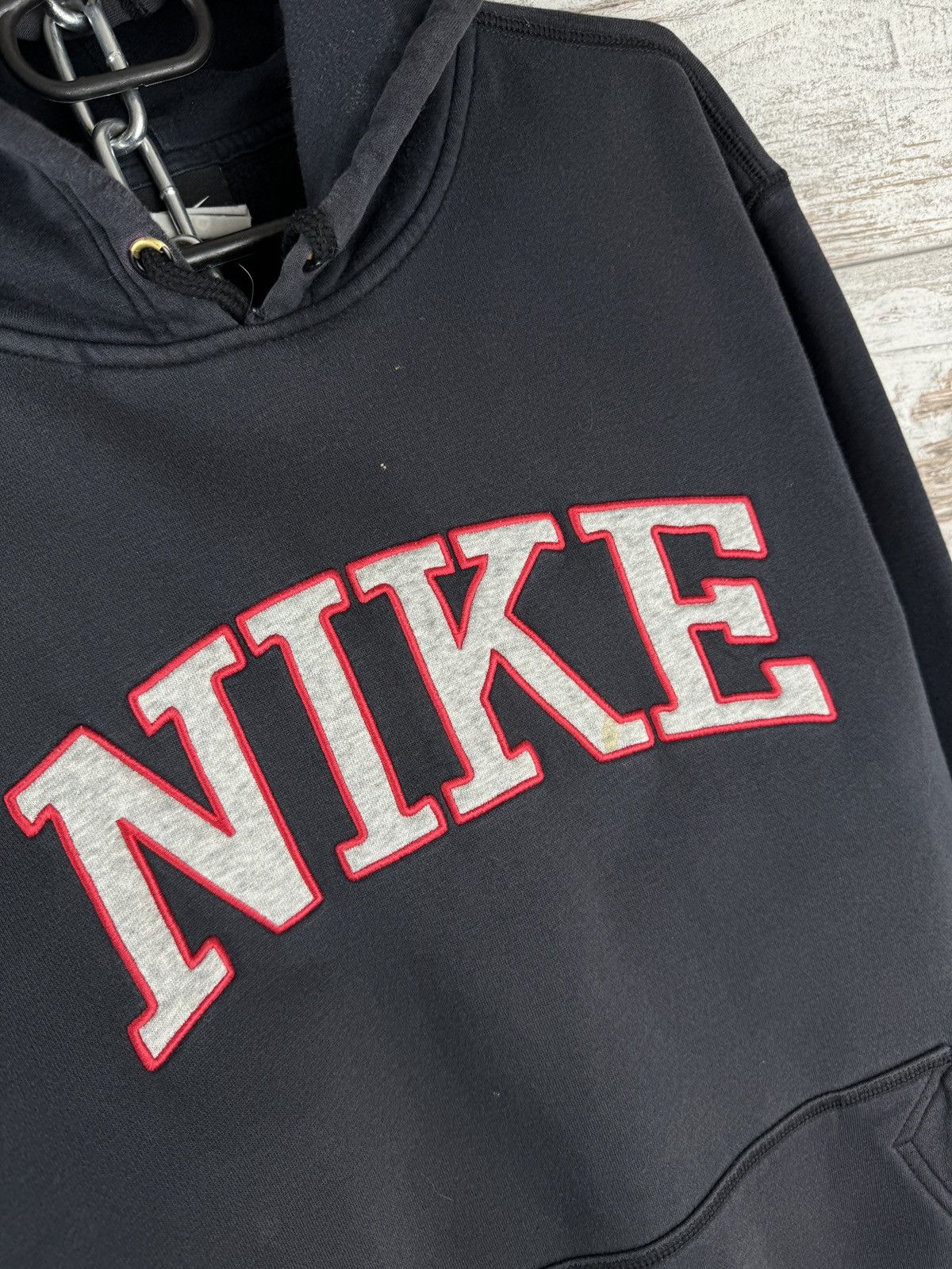 Nike × Vintage Mens Vintage Nike big logo hoodie distressed y2k rare drill Size US XL / EU 56 / 4 - 7 Thumbnail