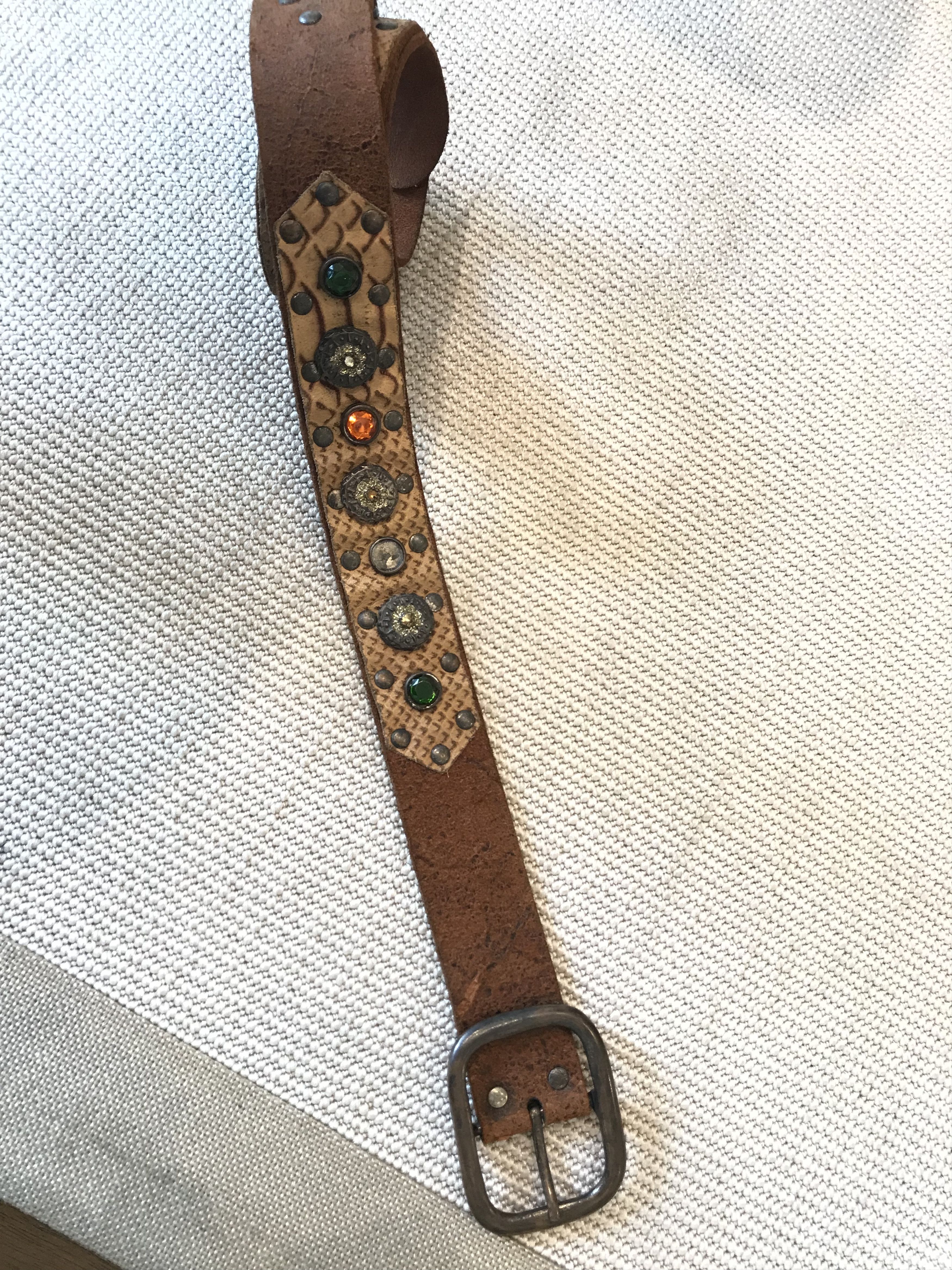 Hollywood Trading Company Vintage Studded leather belt Size 38 - 4 Thumbnail