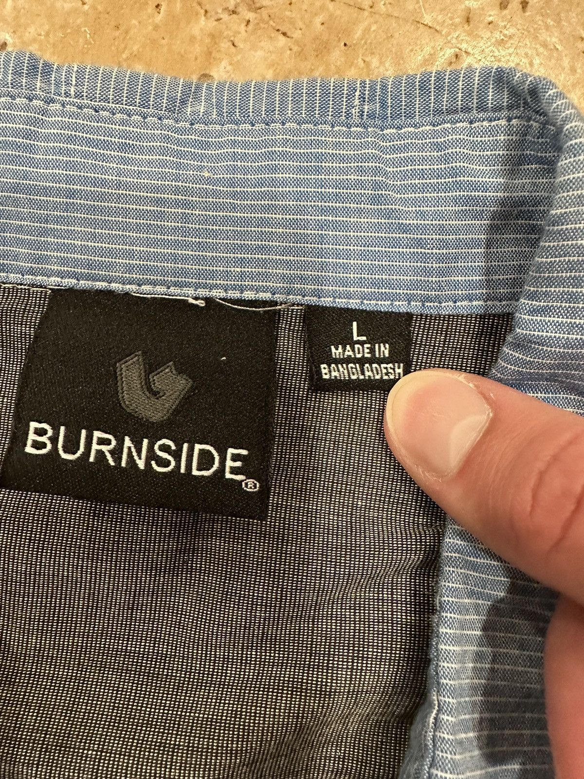 Burnside × Vintage Vintage Burnside Blue White Stripe Button Up Shirt Size US L / EU 52-54 / 3 - 7 Thumbnail