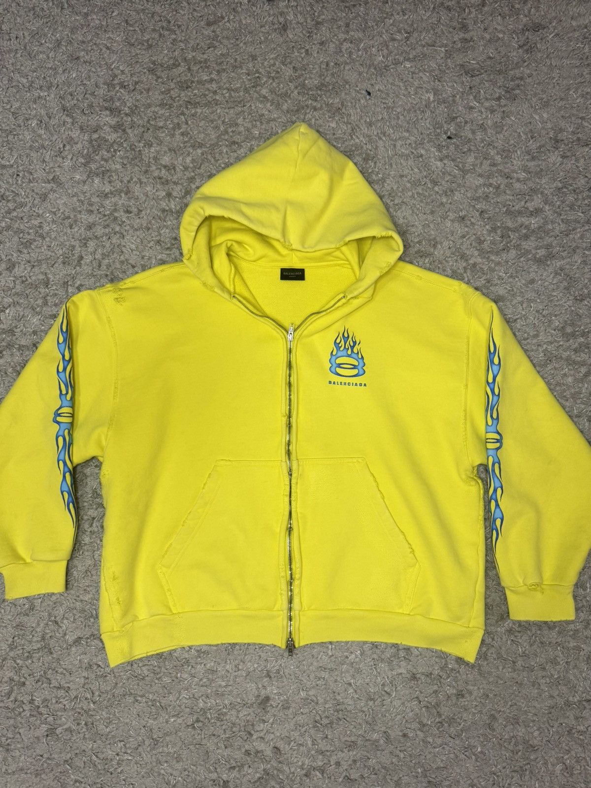Balenciaga Balenciaga Yellow Unity Zip Up Hoodie | Grailed