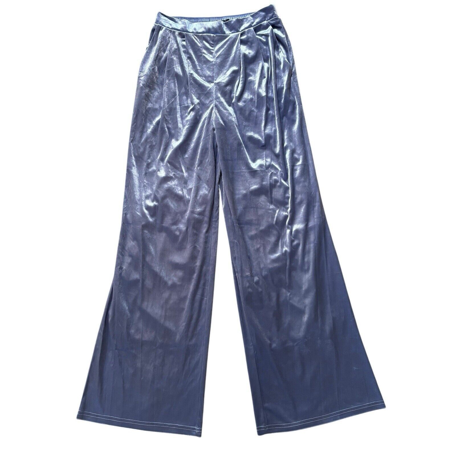 CHRISTIAN LACROIX Velvet Wide Leg Pant Gray Blue Size Small