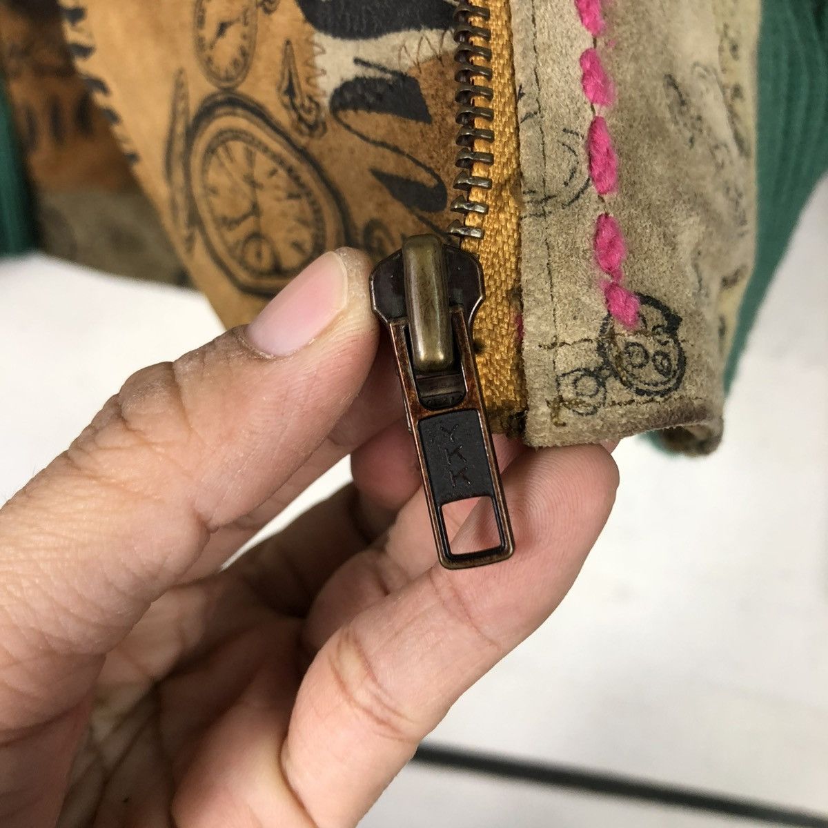 Japanese Brand 🔥VINTAGE LEATHER JACKET DOUBLE COLLAR FULL PRINT FLOWER Size S / US 4 / IT 40 - 16 Thumbnail