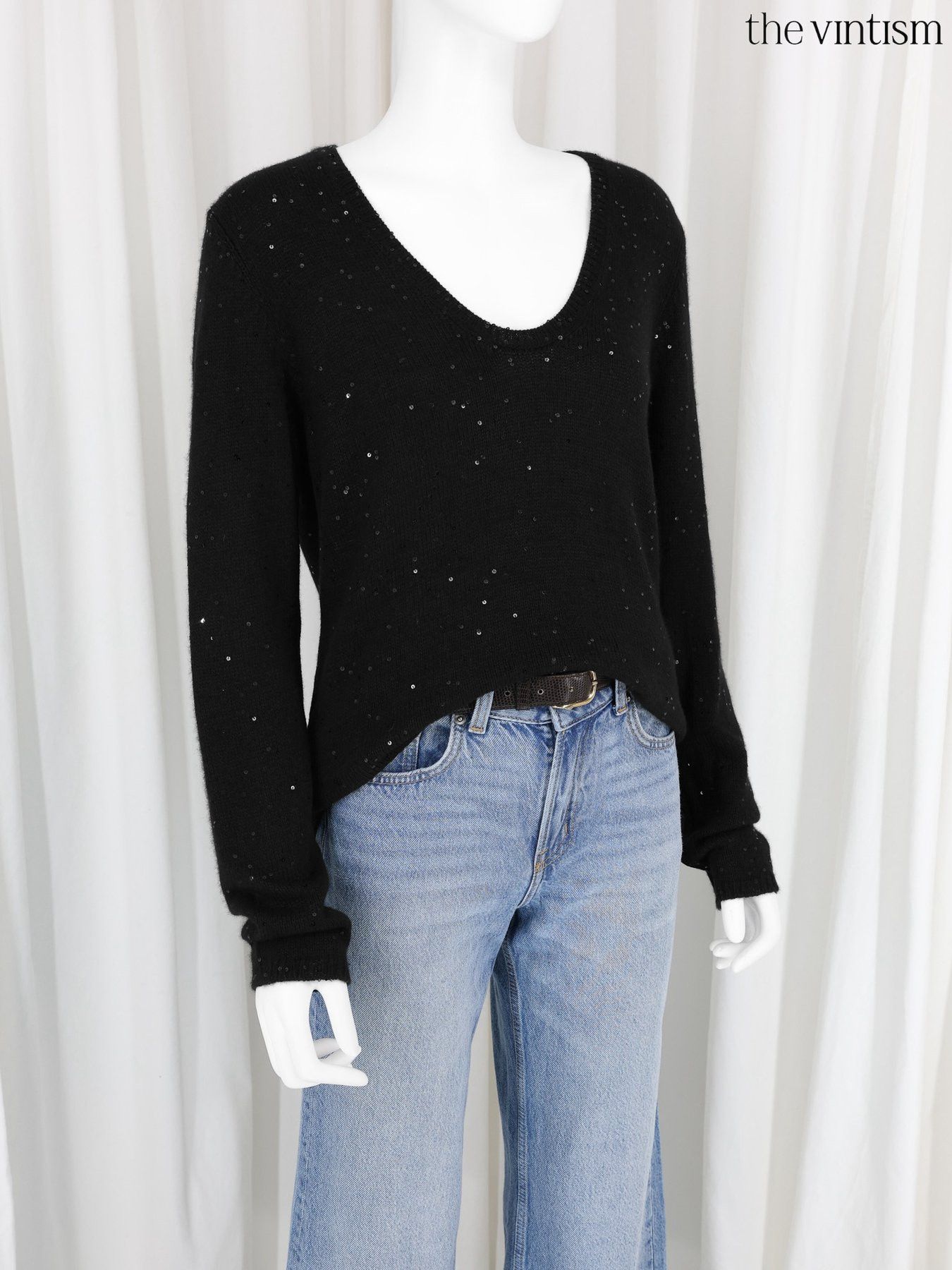 Brunello Cucinelli Brunello Cucinelli Cashmere & Silk Sequined V-Neck Sweater Size XXL / US 16-18 / IT 52-54 - 1 Thumbnail