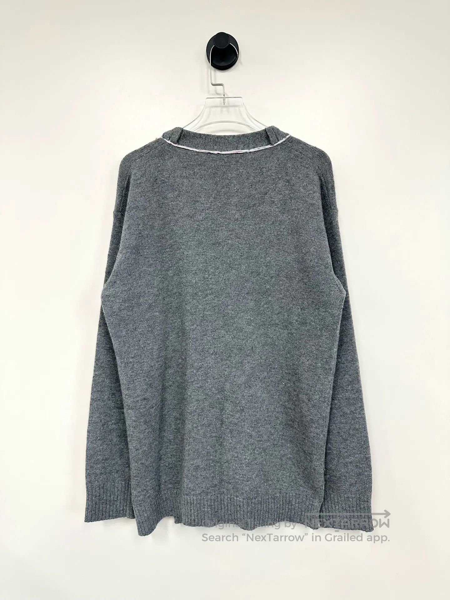 Loewe Loewe Gray Embroidered Logo Wool Knit Cardigan| Size US M / EU 48-50 / 2 - 2 Thumbnail