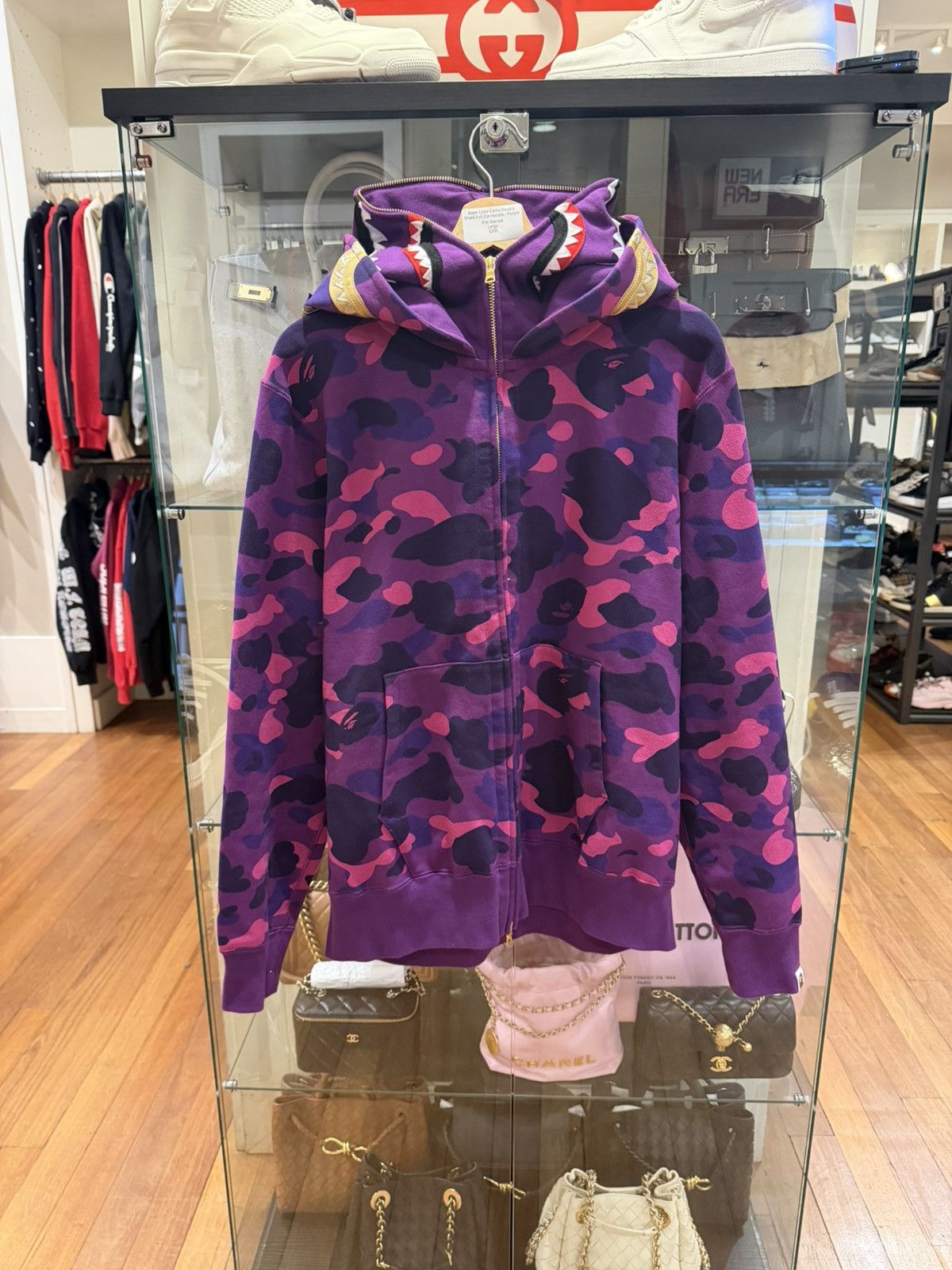 Bape BAPE Double Shark / Tiger Full Zip Hoodie Purple camo | Grailed