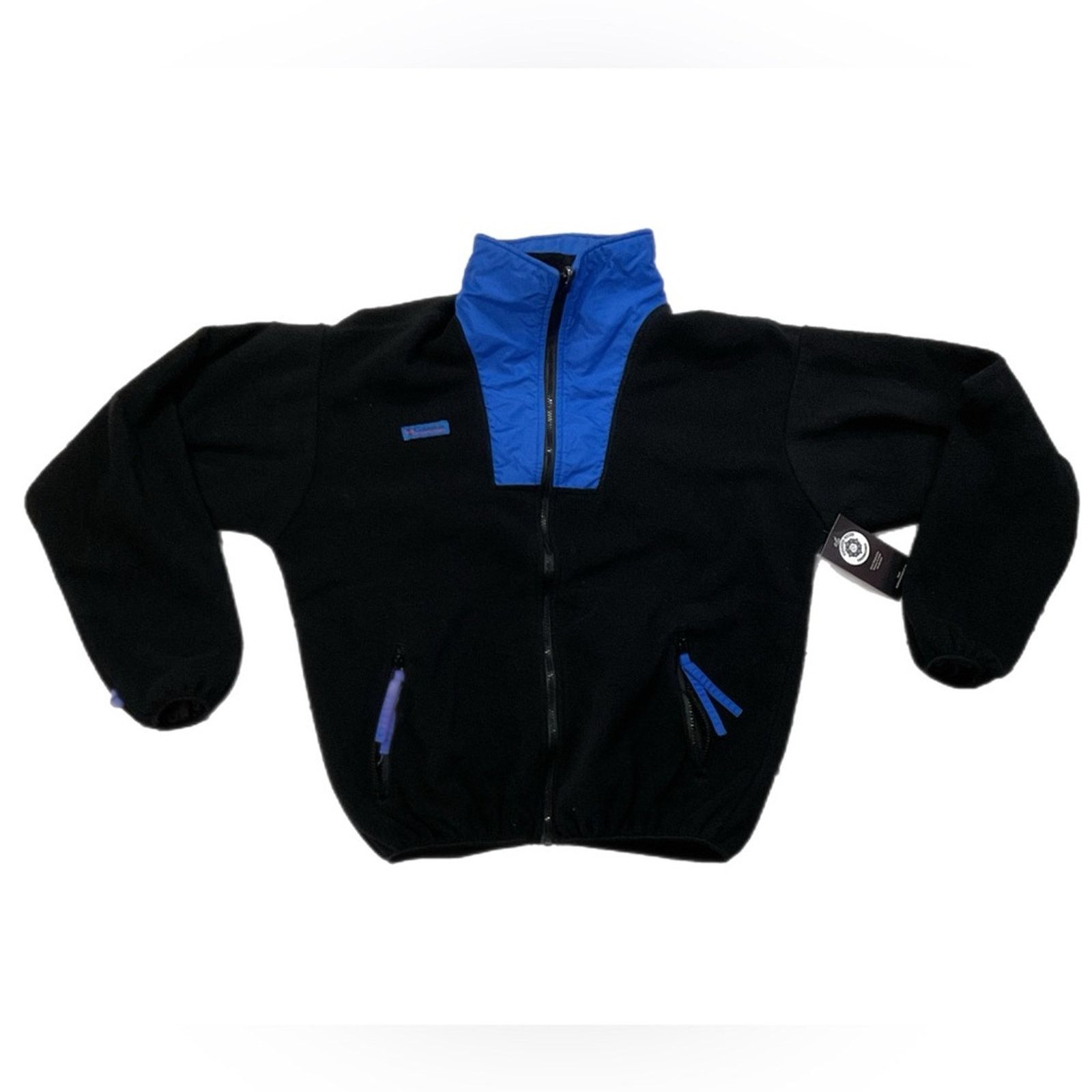 Columbia Vintage 90s Columbia Fleece Jacket Black Blue Zip Up Made US Size US L / EU 52-54 / 3 - 1 Thumbnail