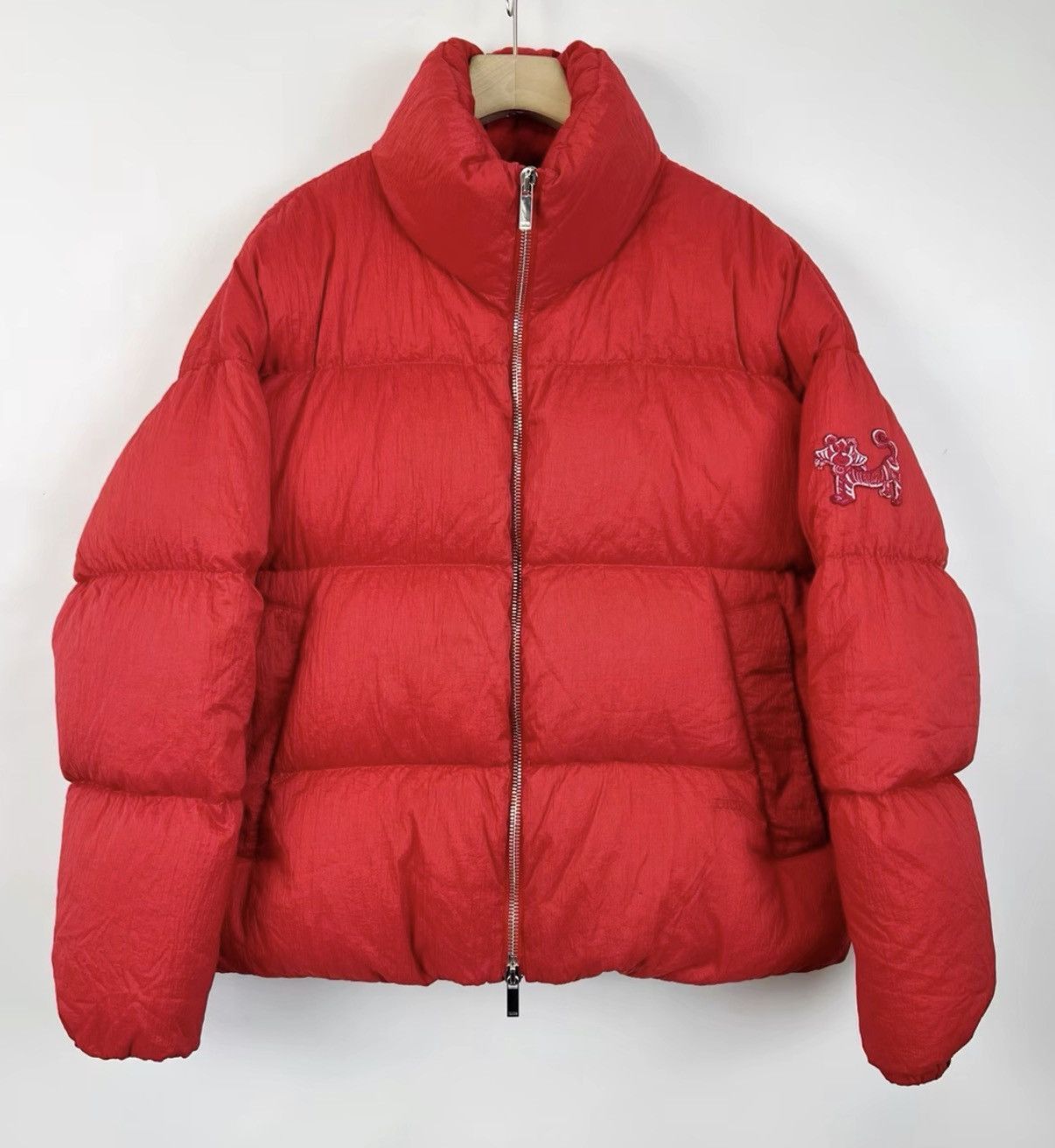 Dior Red Puffer Jacket with Tiger Embroidery Size US L / EU 52-54 / 3 - 1 Thumbnail