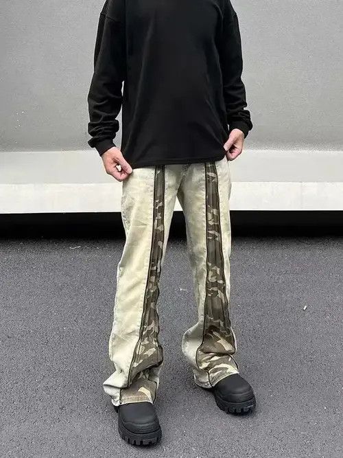 Designer × Japanese Brand × Vintage Y2K Zipper Camouflage Spliced Slim Flare Jeans Size US 37 - 2 Thumbnail