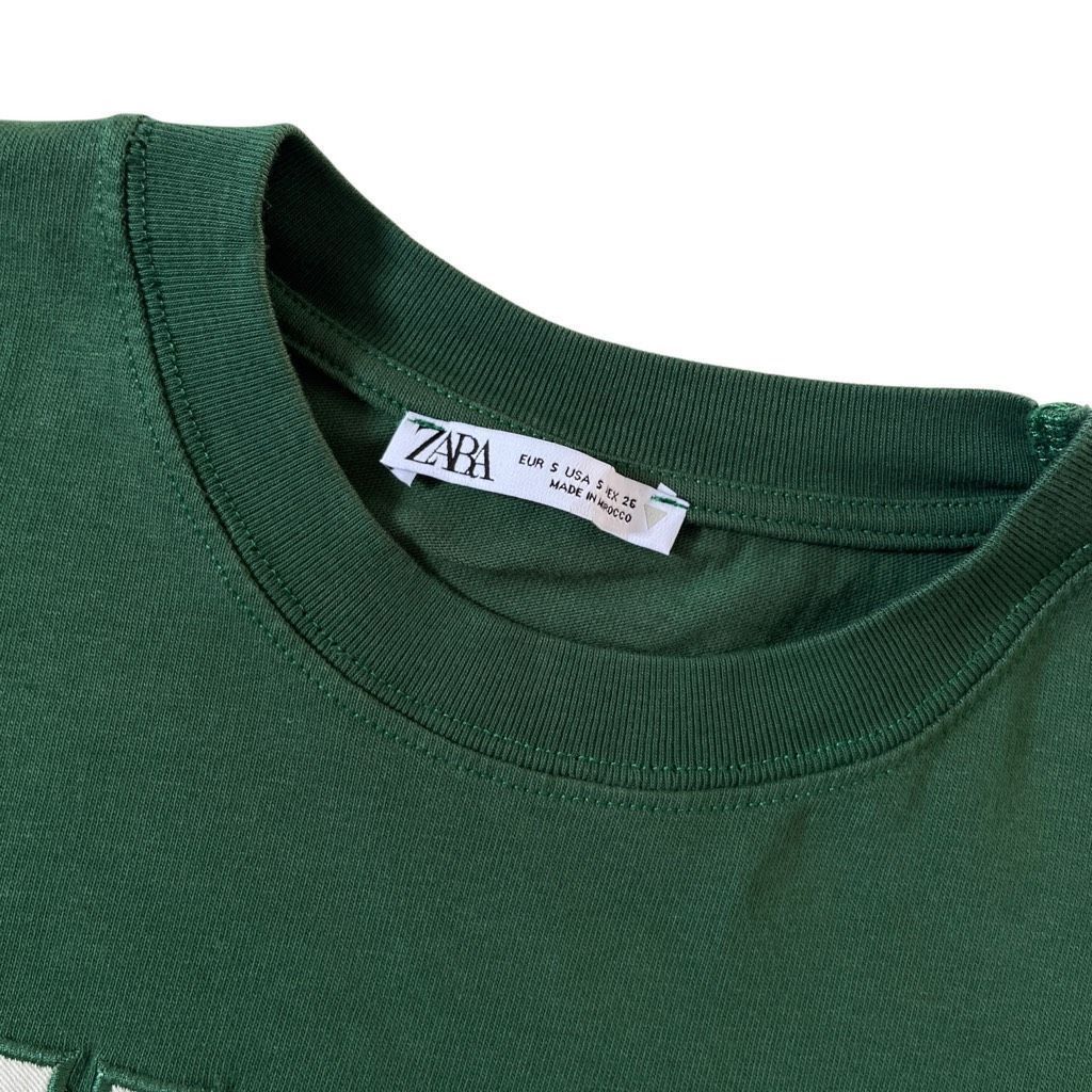 Zara ZARA New York Green Cropped Long Sleeve Top Size S / US 4 / IT 40 - 6 Thumbnail