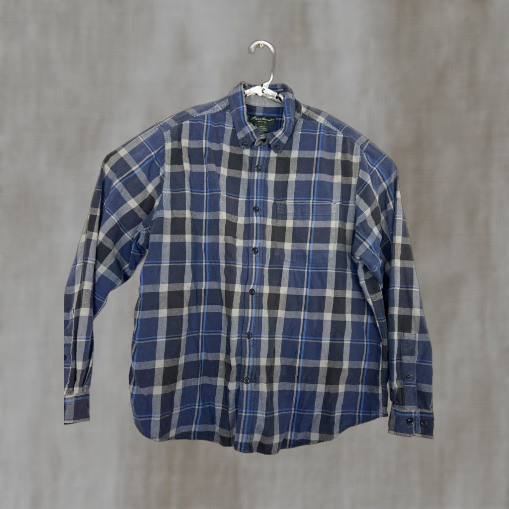 Eddie Bauer Eddie Bauer Shirt Mens 2XL Long Sleeve Button-Up Flannel Blue Plaid Cotton N/A Hole Size US XXL / EU 58 / 5 - 1 Thumbnail