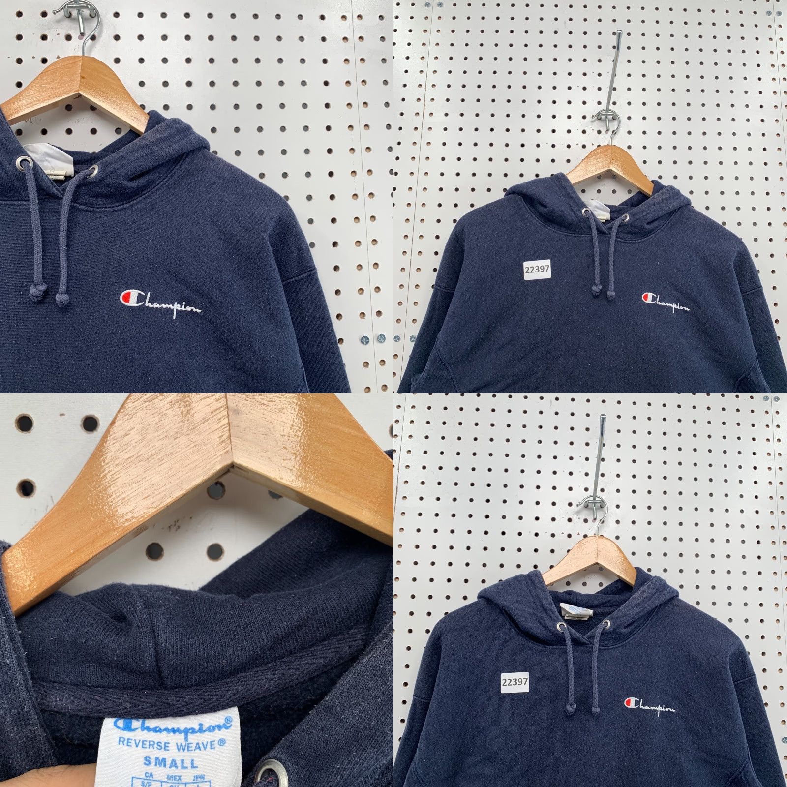 Champion VINTAGE Champion Reverse Weave Sweatshirt Hoodie Womens Small Navy Blue Hooded Size S / US 4 / IT 40 - 8 Thumbnail