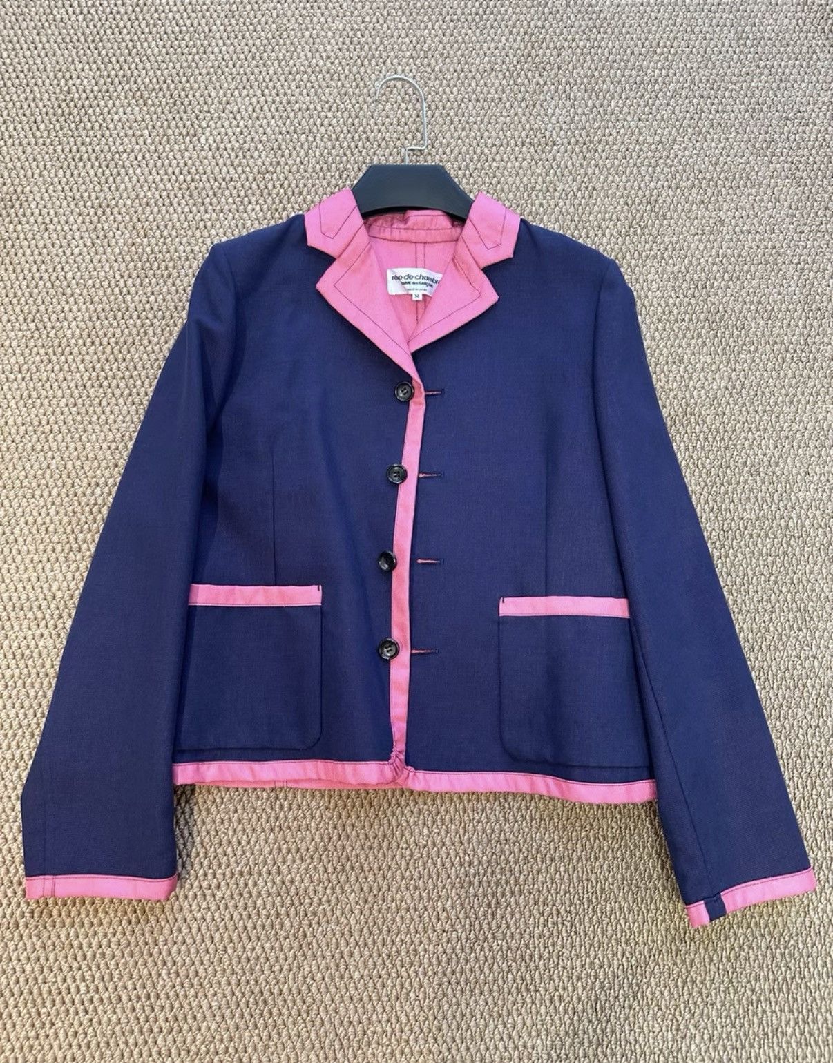 Comme des Garcons Comme des Garçons Navy Blue Blazer with Pink Trim K23 Size M / US 6-8 / IT 42-44 - 1 Thumbnail