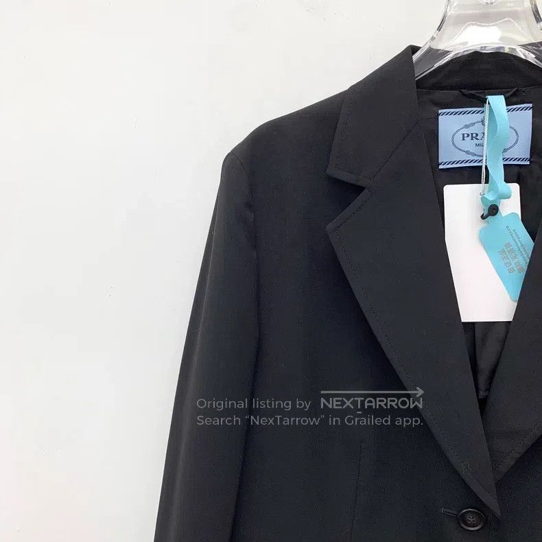 Prada Prada Black sheep wool lapel single-breasted long-sleeved Size 44R - 3 Thumbnail