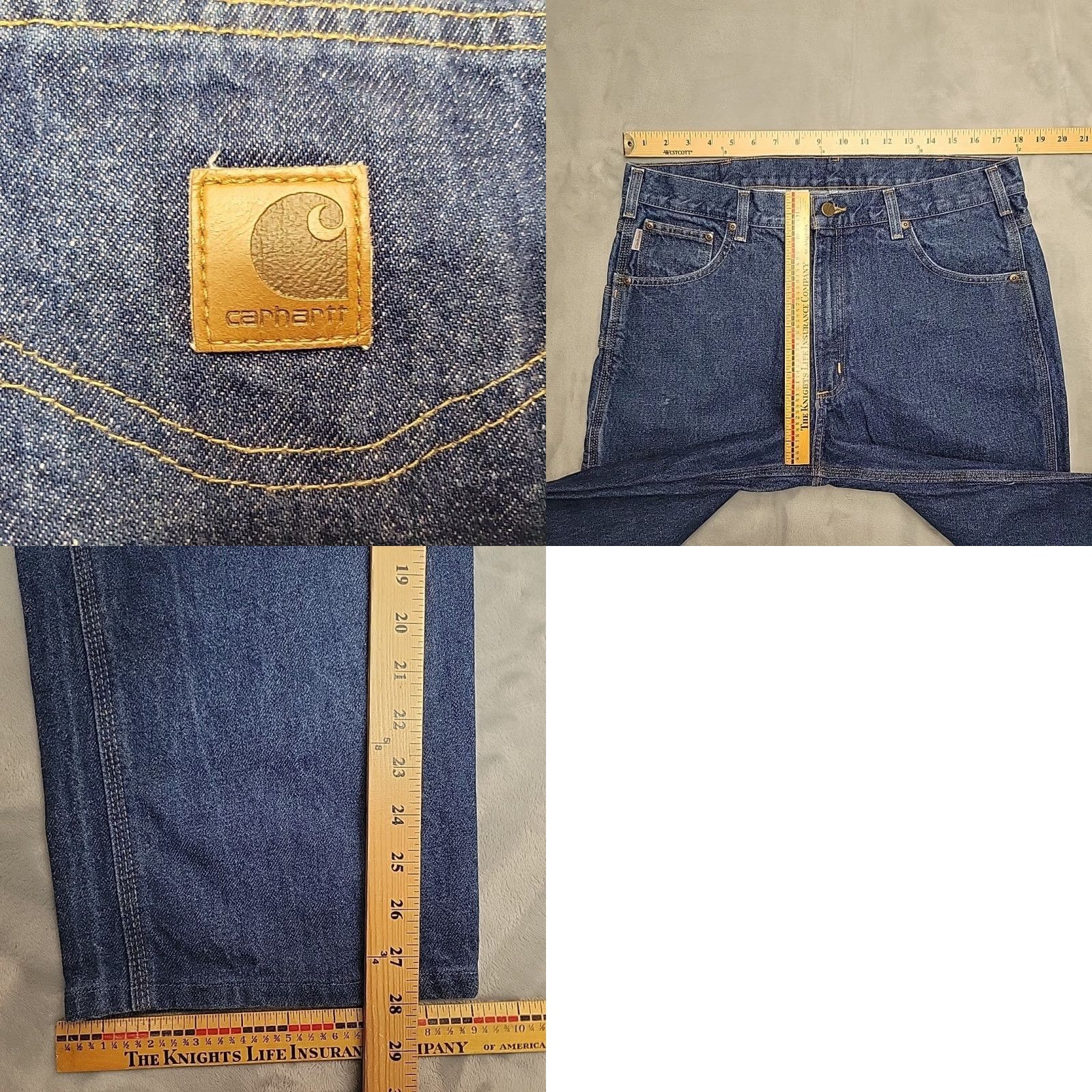 Carhartt Carhartt Jeans Mens 38 Inseam 28 Blue Denim Relaxed Fit Work Casual 5-Pocket Logo Belt Loops Solid Cotton Denim 38 Mens Jeans Size US 38 / EU 54 - 8 Thumbnail