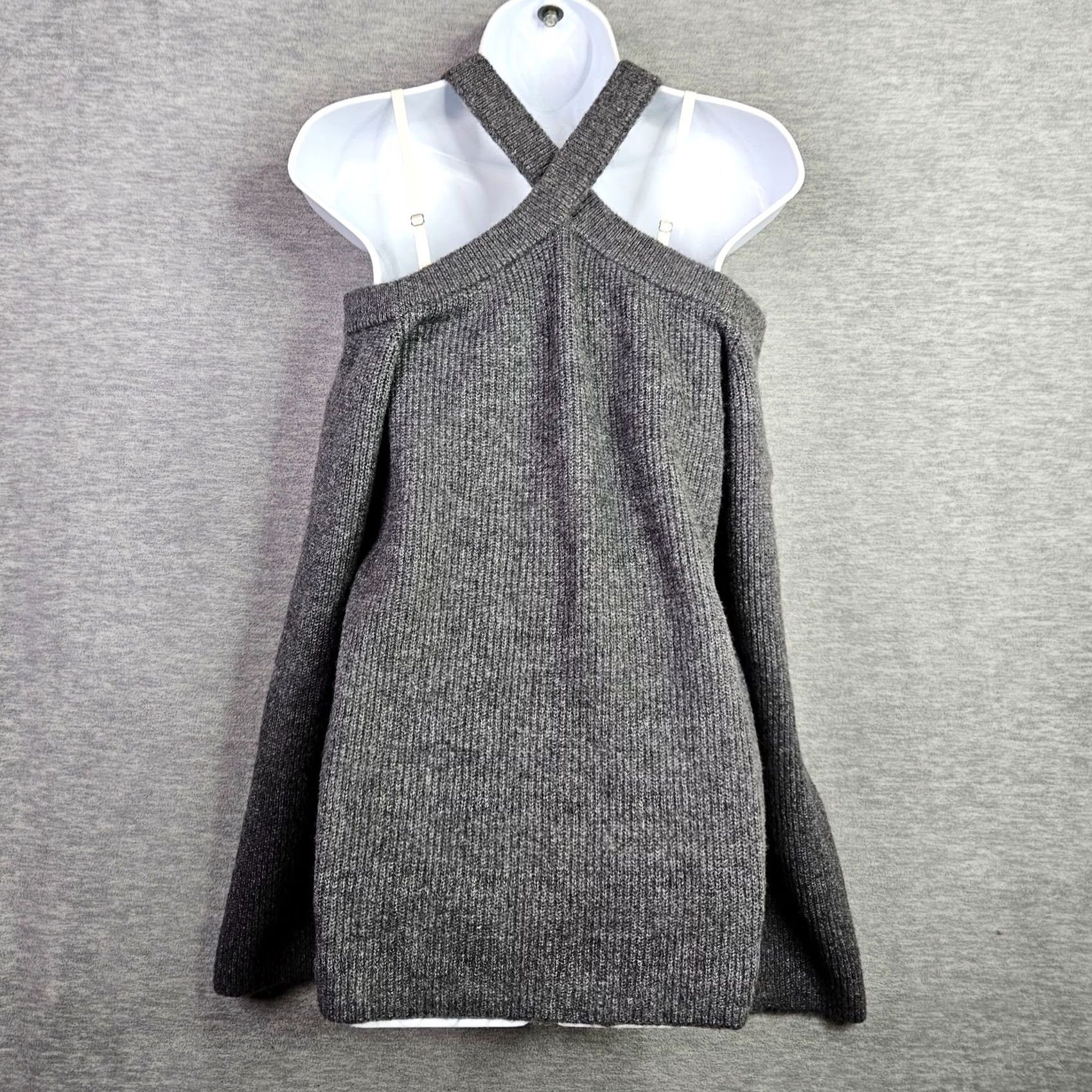 Vintage Sami & Jo Sweater Women’s XL Gray Off Shoulder Cross Neck Soft Cozy NWT Size XL / US 12-14 / IT 48-50 - 2 Thumbnail
