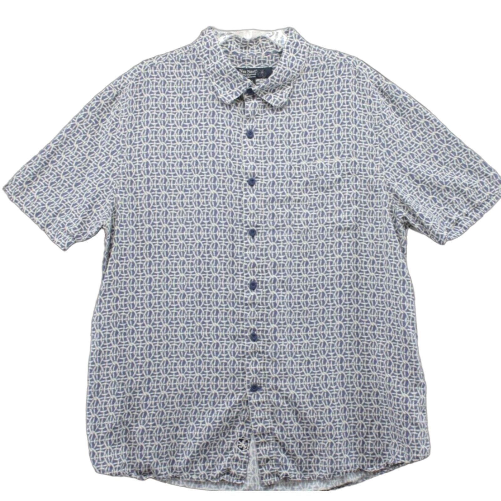 Nat Nast Nat Nast Shirt Men's Large Blue Chain mail print Silk Hawaiian Allover Print Mens Size US L / EU 52-54 / 3 - 1 Thumbnail