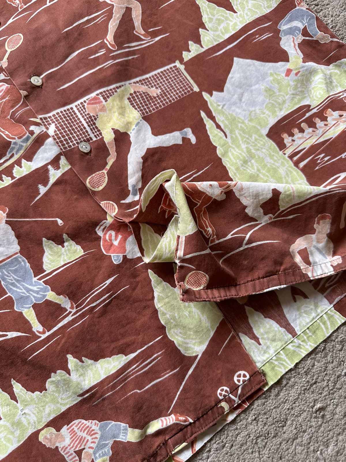 Polo Ralph Lauren 1980s Polo Ralph Laurent Overprint All Sports Hawaiian Shirt Size US L / EU 52-54 / 3 - 7 Thumbnail