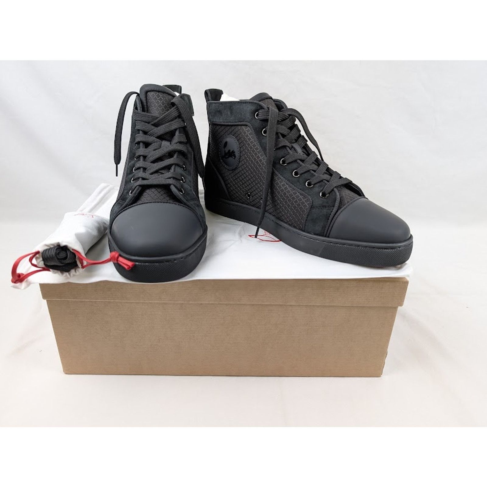 Christian Louboutin o1rshd1 Louis Orlato Flat Hi-Top Sneakers in Black Size US 13 / EU 46 - 15 Thumbnail