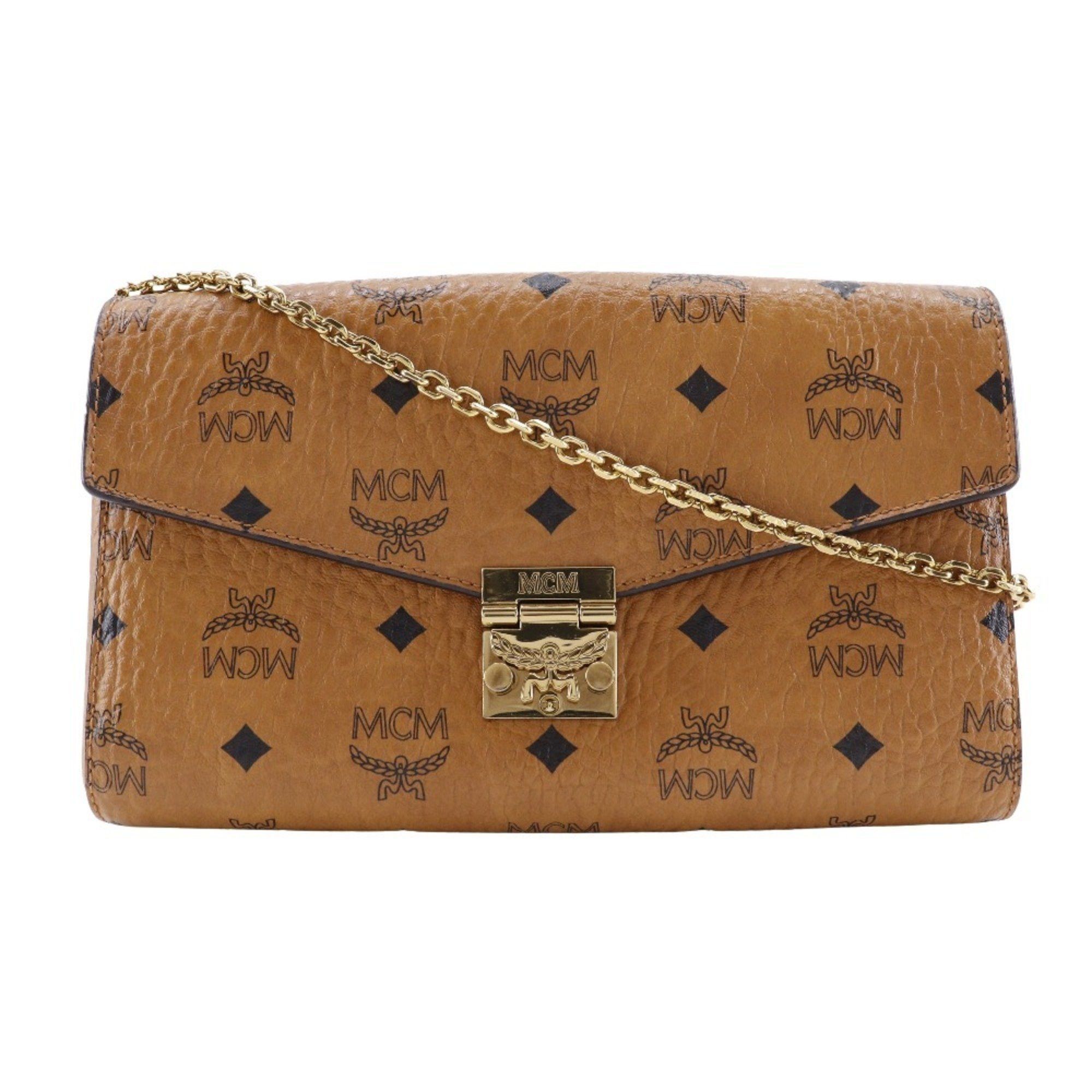 MCM MCM Tracy Medium Shoulder Bag Visetos Clutch MYZ 28AME05 CO001 PVC x Leather Brown 2way Snap Lock Women's Size ONE SIZE - 1 Thumbnail