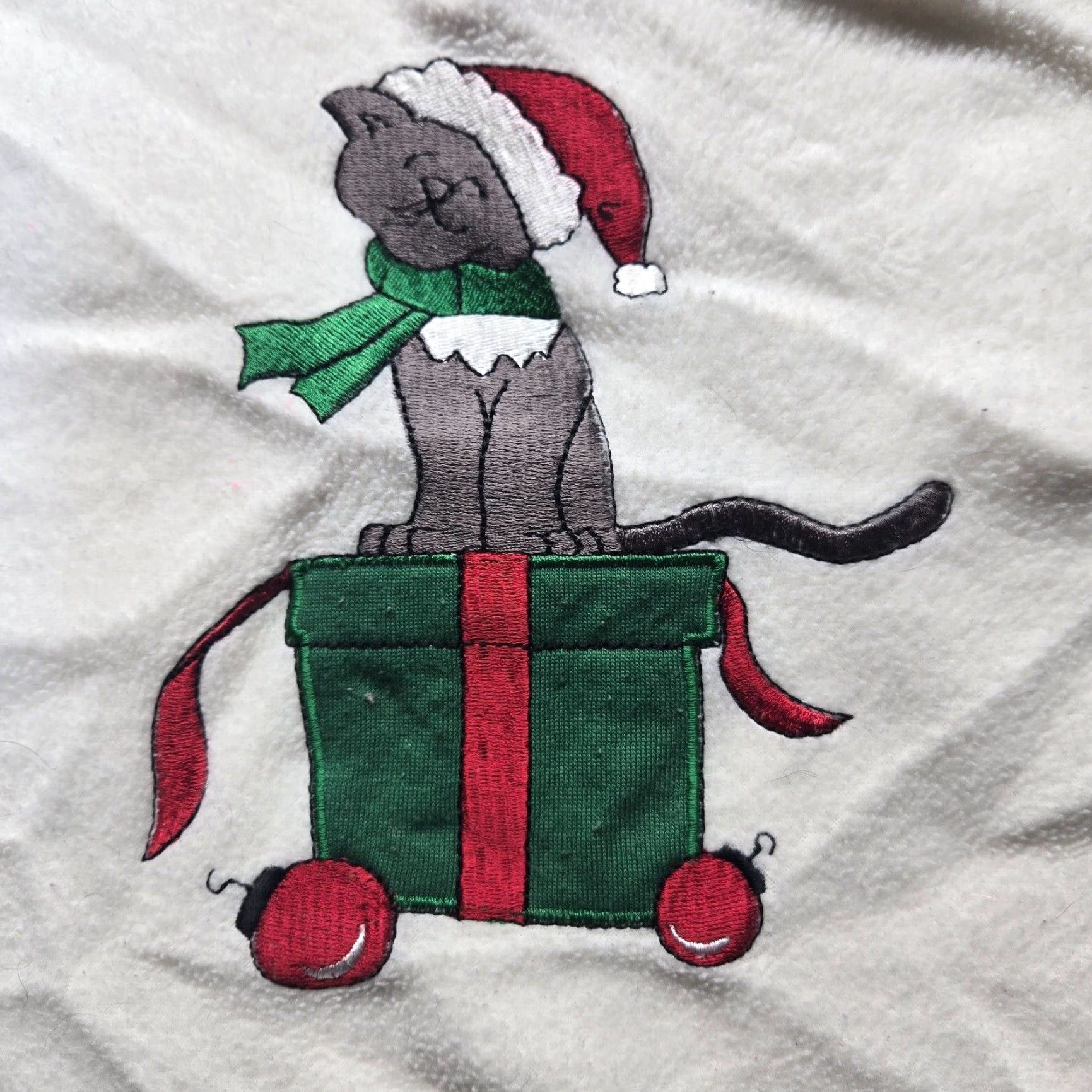 Vintage Bobbie Brooks Women's Sweater L White Fleece Cat Christmas Long Sleeve Size L / US 10 / IT 46 - 2 Thumbnail