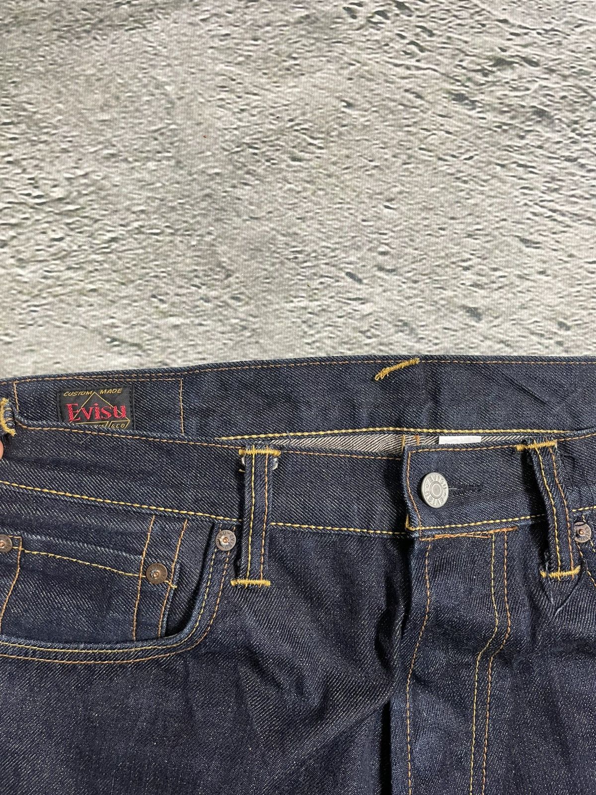 Evisu Evisu jeans red logo selvedge navy denim vintage Size US 33 - 5 Thumbnail