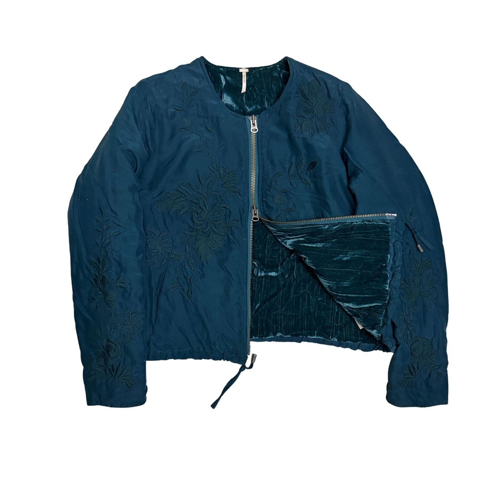 Free People FREE PEOPLE 100% SILK Cropped Velvet Lined Bomber Jacket XS Size XS / US 0-2 / IT 36-38 - 1 Thumbnail
