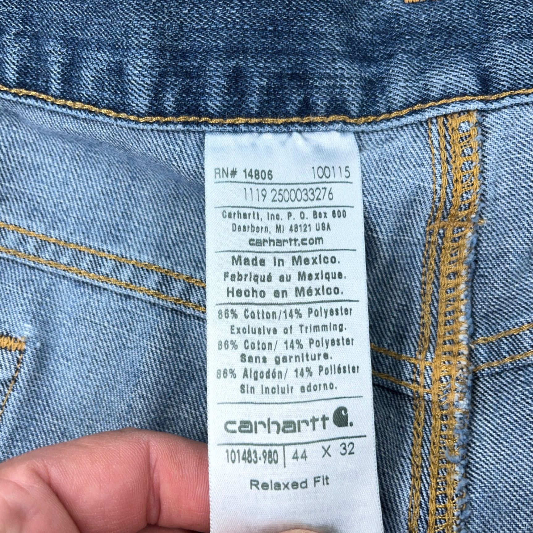 Carhartt Carhartt Jeans Men 44x32 Relaxed Fit Straight Leg Medium Wash Blue 5-Pocket Denim Work Wear Baggy Mens Size US 44 / EU 60 - 4 Thumbnail