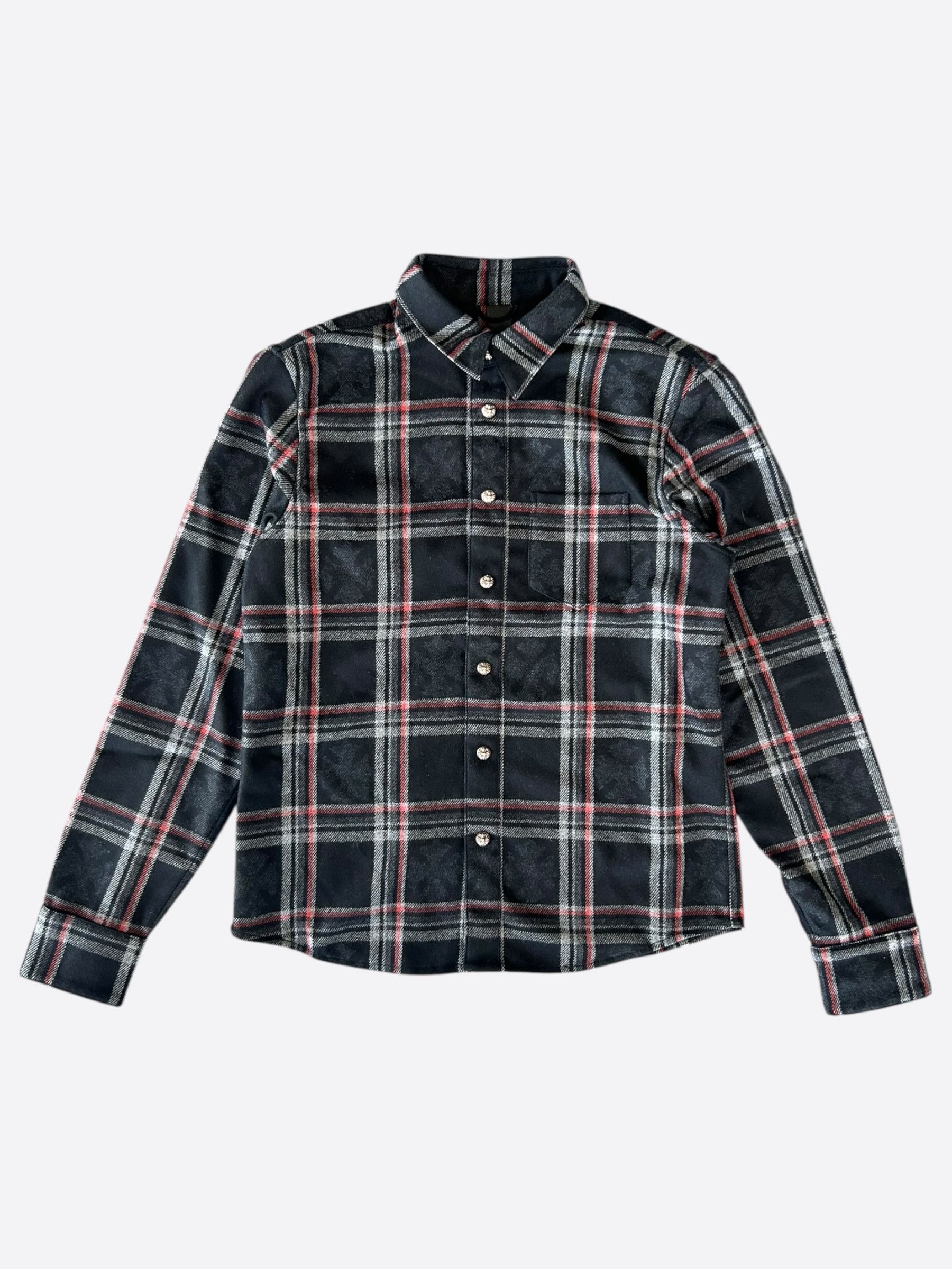 Chrome Hearts Chrome Hearts Navy Cross Jacquard Cashmere Button Up Shirt Size US S / EU 44-46 / 1 - 1 Thumbnail