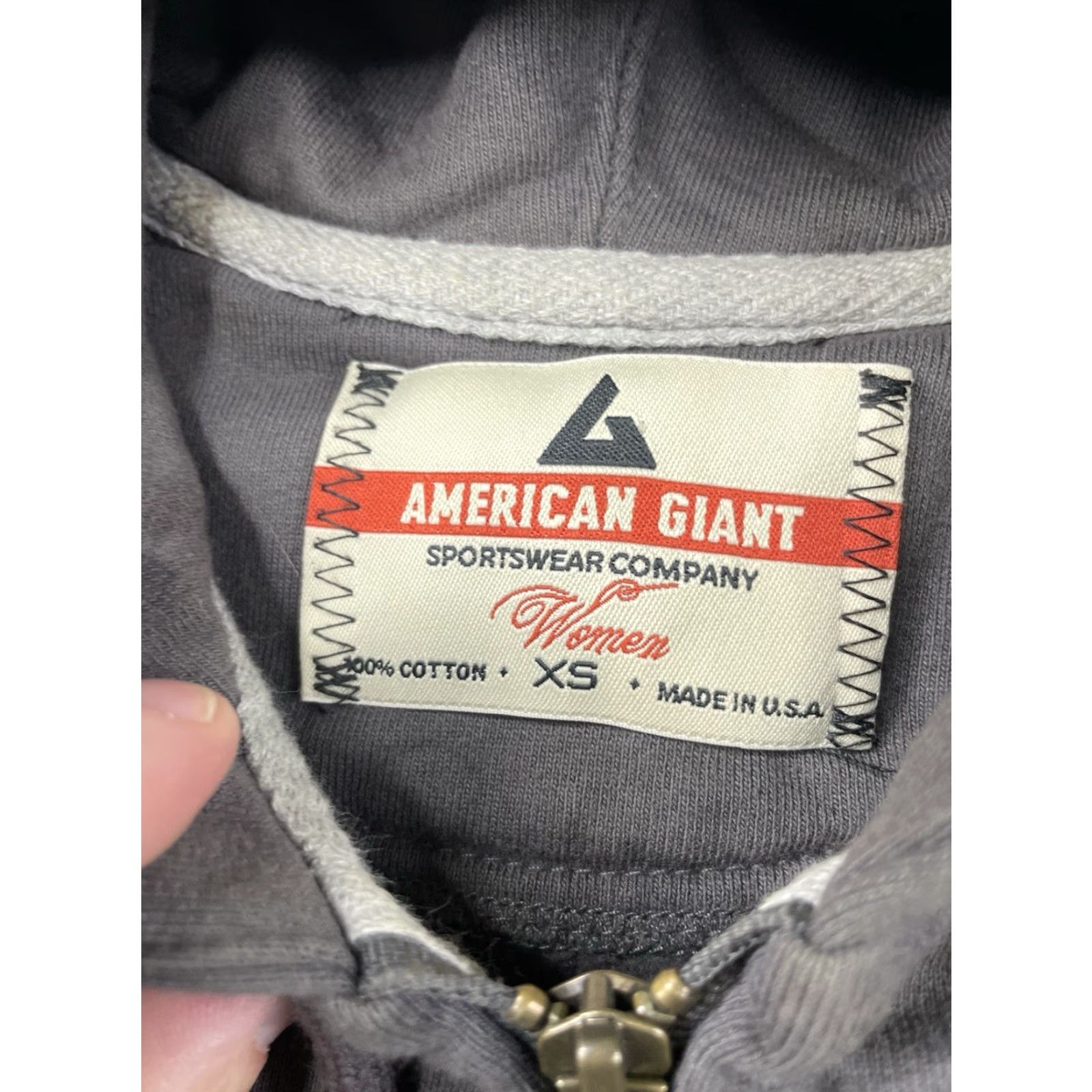 Vintage American Giant Full Zip Hoodie Women XS Gray Heavyweight Cotton Logo Zipper Outdoor Workwear USA Womens Size XS / US 0-2 / IT 36-38 - 3 Thumbnail