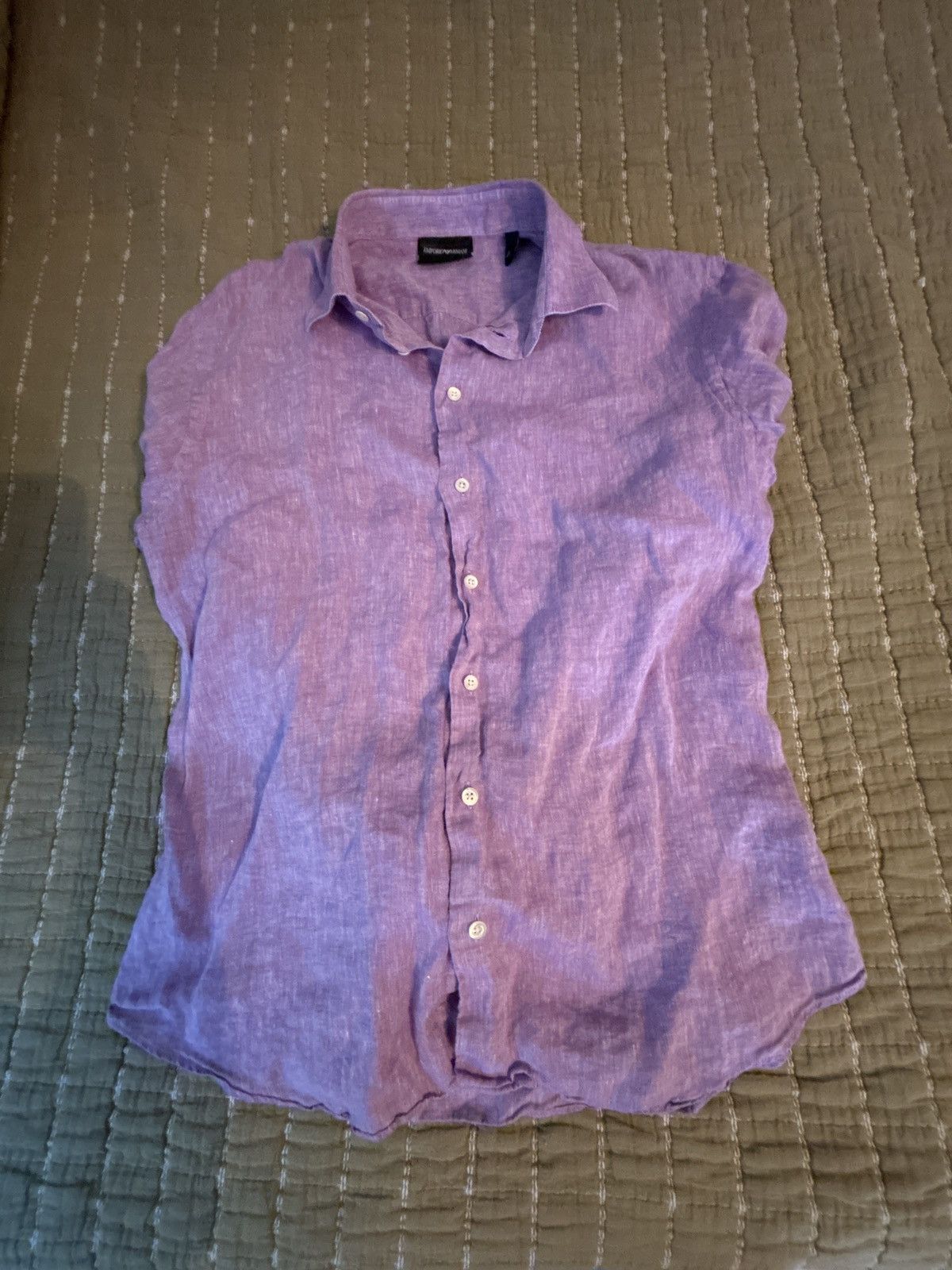 Emporio Armani Vintage Purple Emporio Armani Linen Long sleeve button up Size US M / EU 48-50 / 2 - 1 Thumbnail