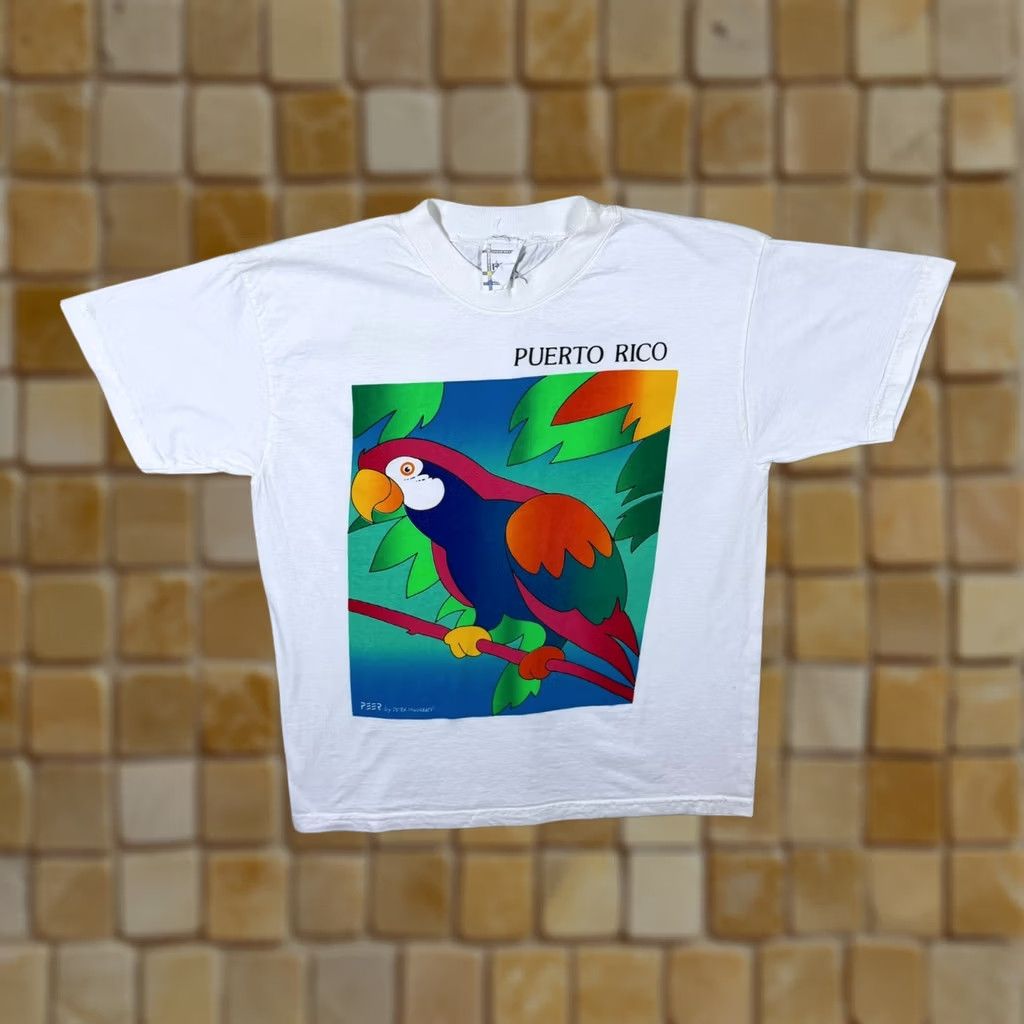 Vintage Vintage Puerto Rico Parrot Art Tourist Souvenir Graphic White T-Shirt Medium Mens Shirt Size US M / EU 48-50 / 2 - 1 Thumbnail