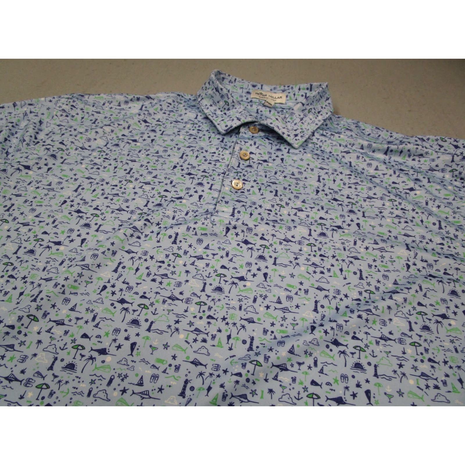 Peter Millar Peter Millar Summer Comfort Polo Shirt Mens XL Blue VINNINGS Rolling Hills Logo Embroidered Short Sleeve Golf Polo Shirt Blues - Men XL Size US XL / EU 56 / 4 - 2 Thumbnail