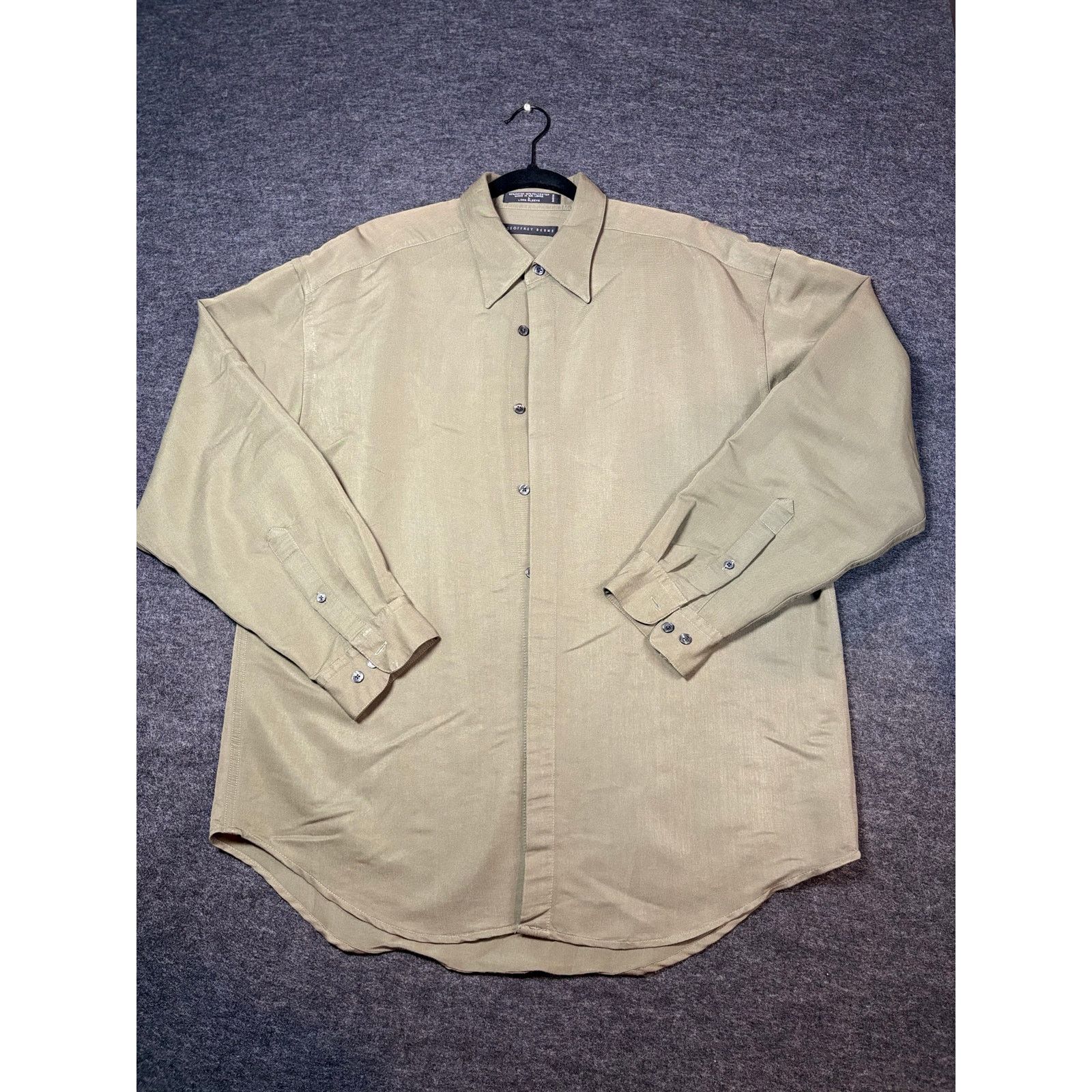 Geoffrey Beene Geoffrey Beene Button Up Shirt Mens Large Tan Beige #0479 Size US L / EU 52-54 / 3 - 1 Thumbnail