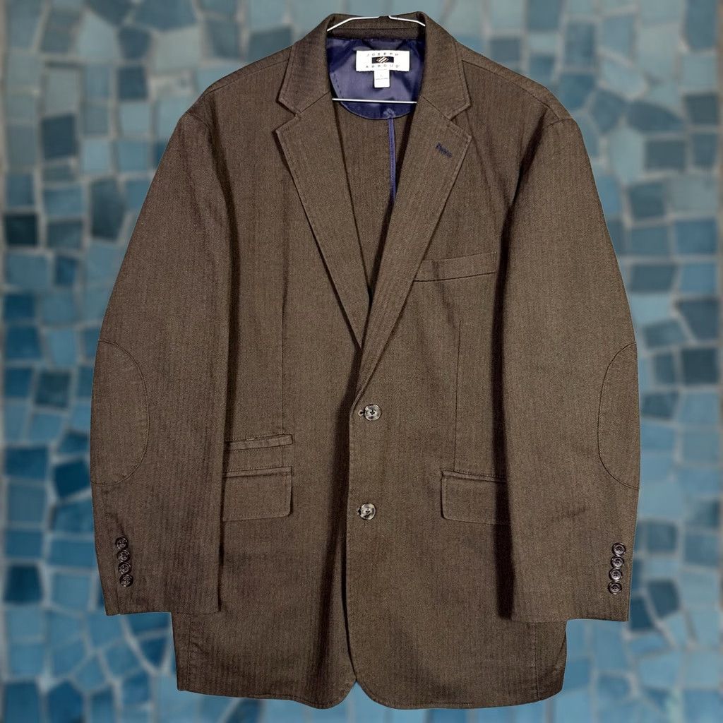 Joseph Abboud Joseph Abboud Sport Coat Men L Unstructured Blazer Elbow Patch Herringbone) Size 42R - 1 Thumbnail