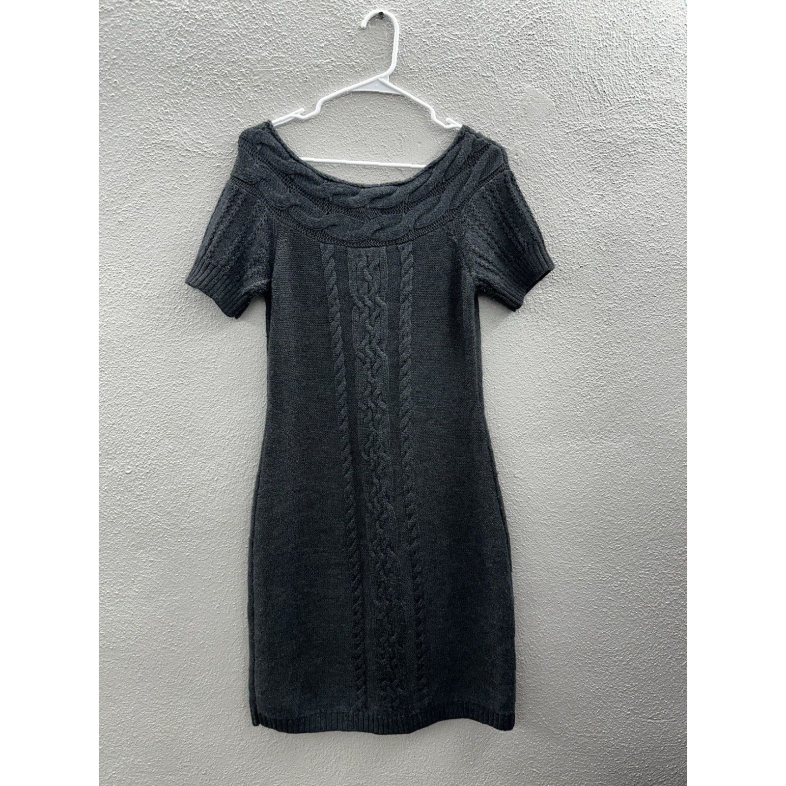 Calvin Klein Calvin Klein Womens Dress Small Gray Short Sleeve Cable Knit Sweater Dress Size S / US 4 / IT 40 - 5 Thumbnail