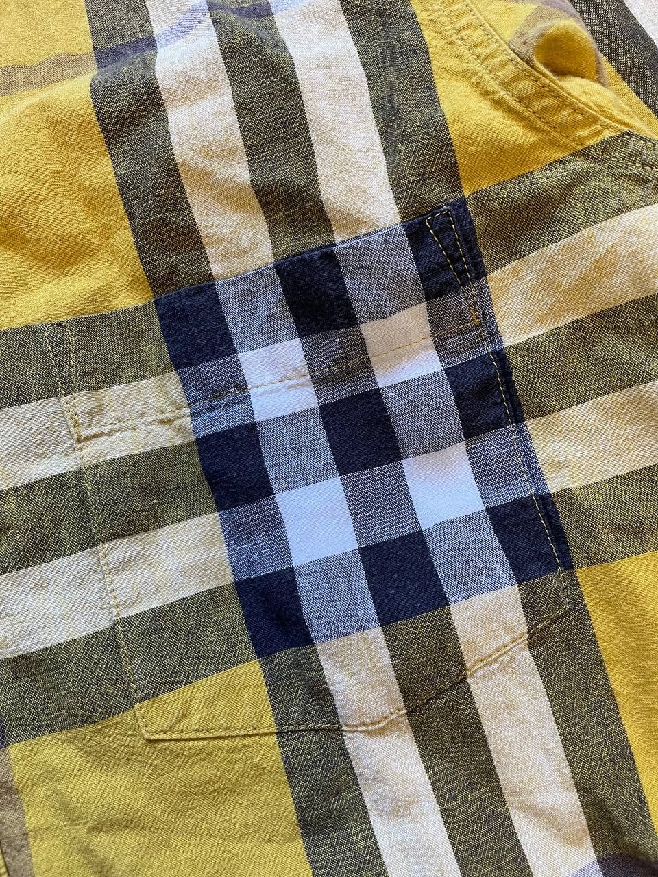 Burberry Burberry Brit YELLOW Check Linen / Cotton Button Down Shirt Size US S / EU 44-46 / 1 - 12 Thumbnail
