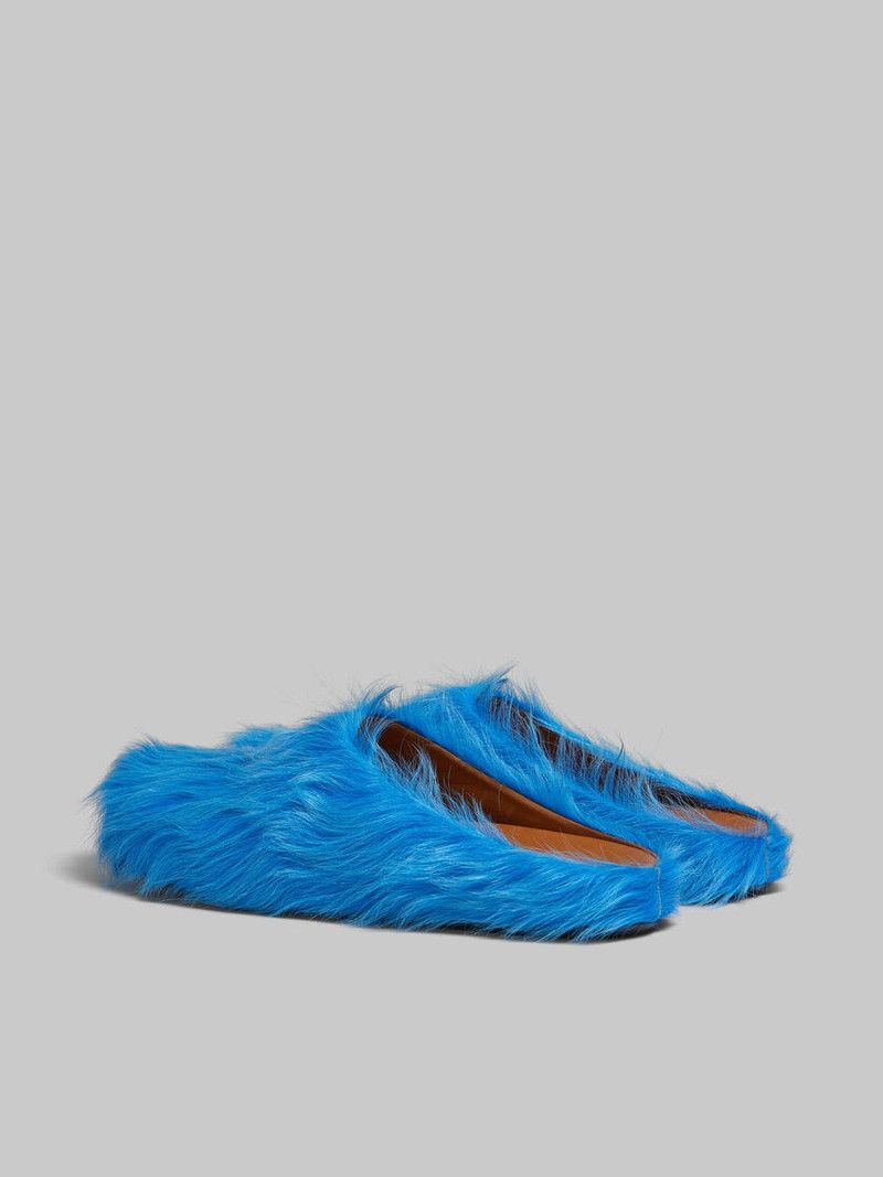 Marni o1f1d3z0526 Long-Haired Calfskin Fussbett Sabot in Blue Size US 8 / EU 41 - 3 Thumbnail