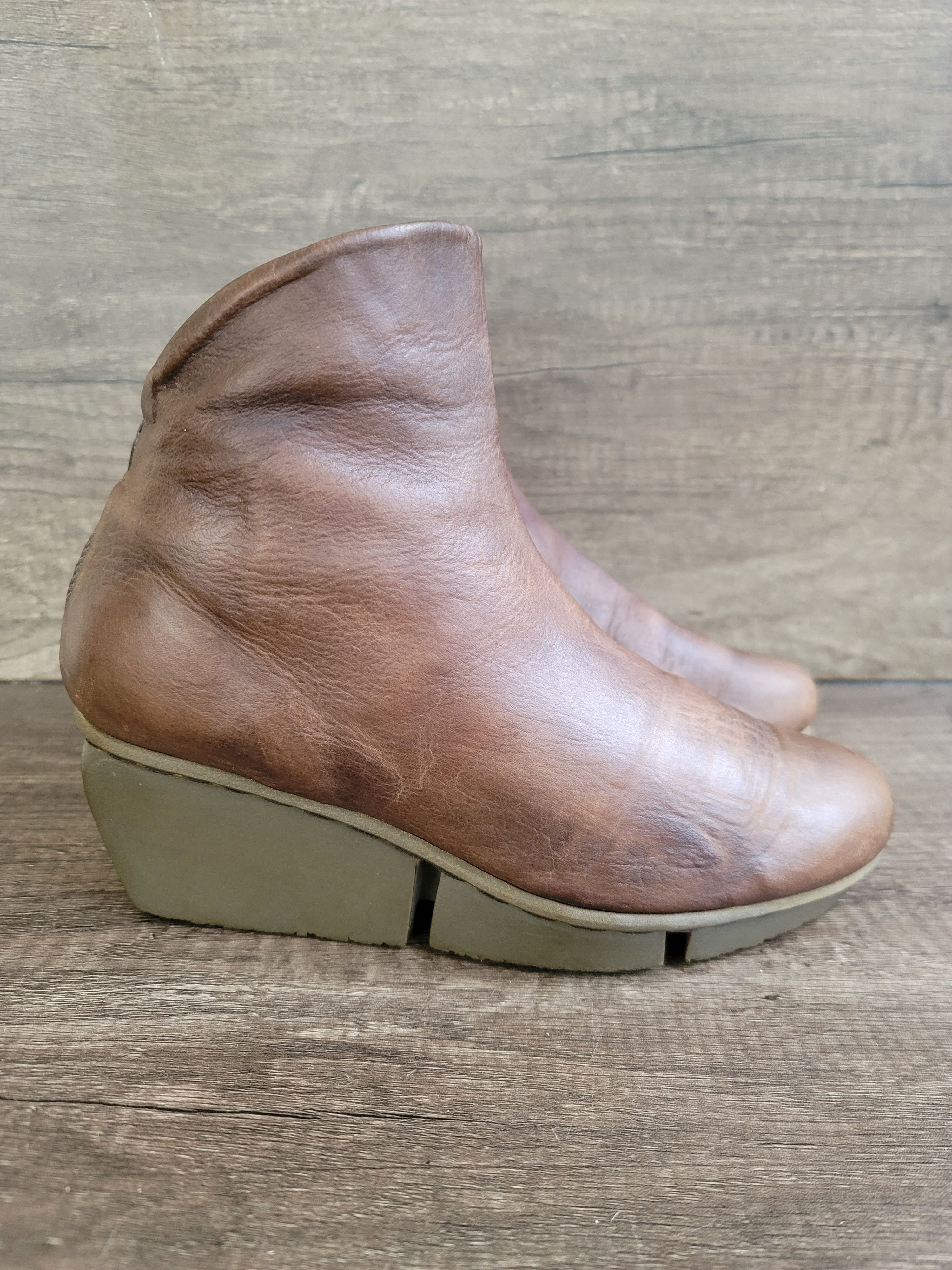 Trippen Trippen Brown Leather Platform Ankle Boots Sz 37 US 6.5-7. Size US 7 / IT 37 - 2 Thumbnail