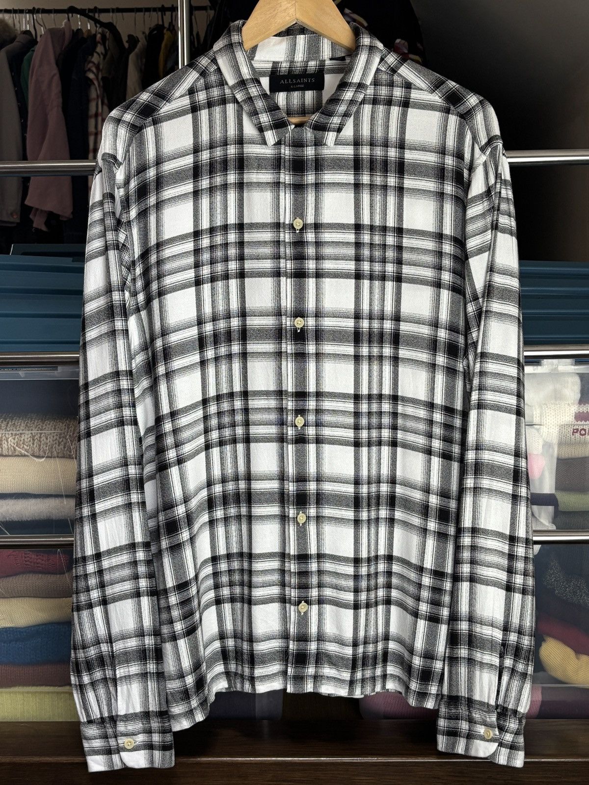 AllSaints Checkered Viscose Luxury Shirt Saint Laurent Style