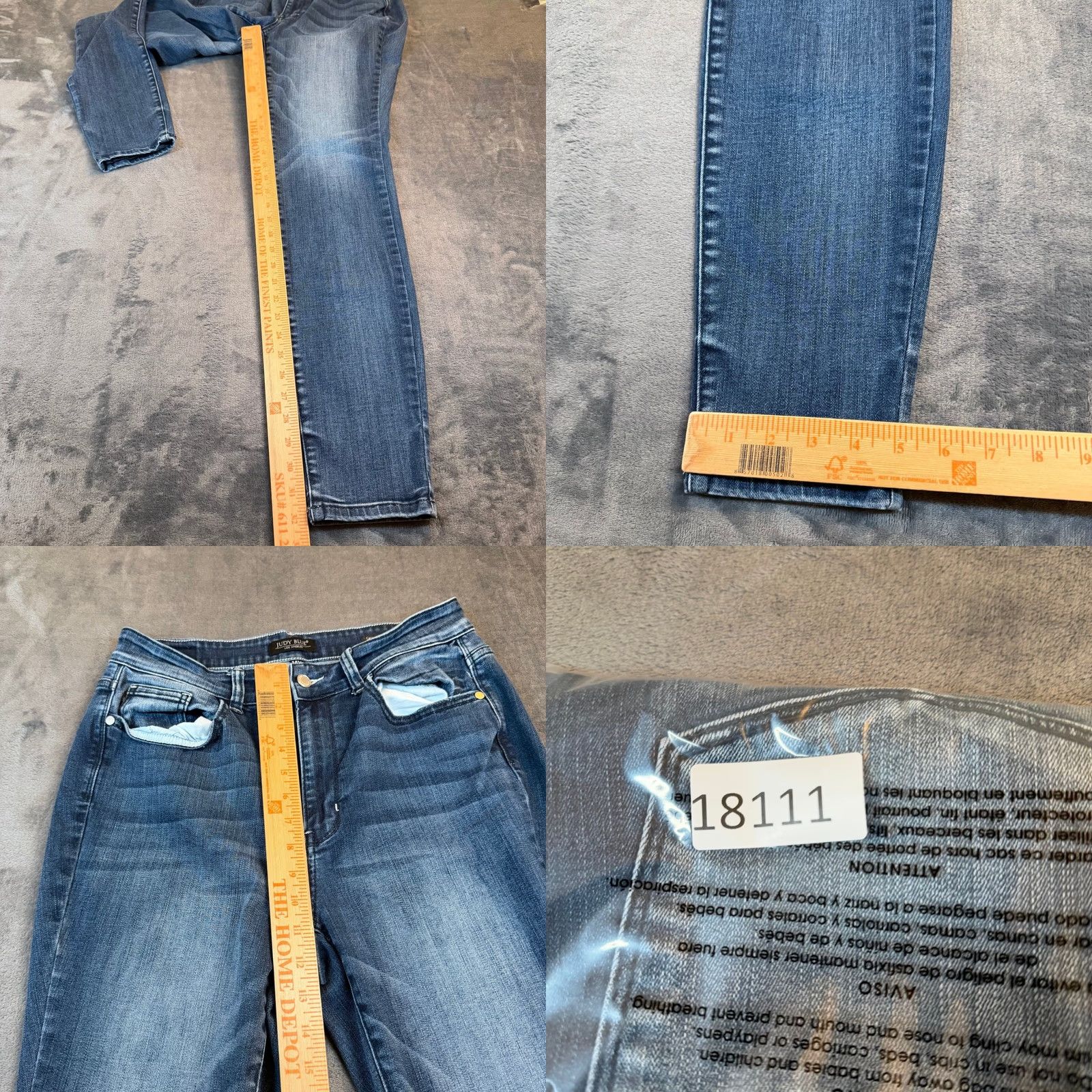 Vintage Judy Blue Jeans Skinny Womens 14W High Rise Stretch Denim JB82419DK-PL Size 36" / US 14 / IT 50 - 8 Thumbnail
