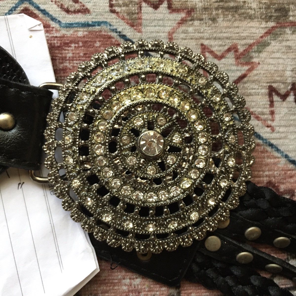 If Six Was Nine × Japanese Brand × Le Grande Bleu (L.G.B.) Black Buckle flower plait belt Size ONE SIZE - 4 Thumbnail