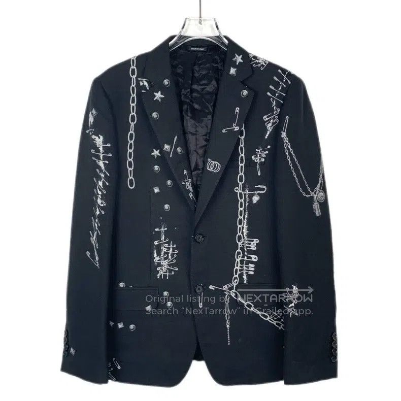 Alexander McQueen Alexander Mcqueen Pin chain jacquard lapel black wool blen Size 46R - 1 Thumbnail