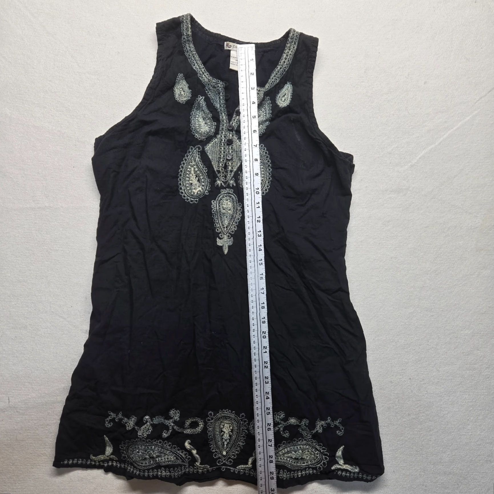 Vintage VINTAGE Cute Options Shirt Dress Adult XL Black Sleeveless Embroidered Cotton Knee Length Womens Size XL / US 12-14 / IT 48-50 - 6 Thumbnail