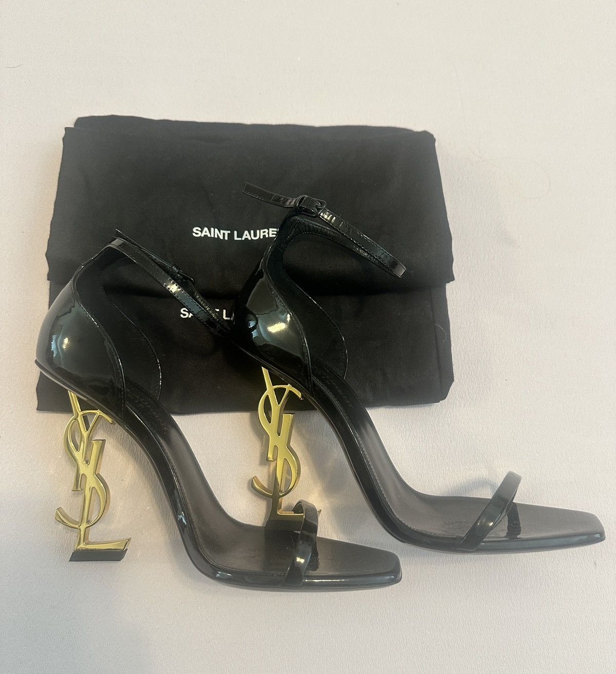 Yves Saint Laurent OPYUM SANDALS IN PATENT LEATHER BLACK Size US 7 / IT 37 - 1 Thumbnail