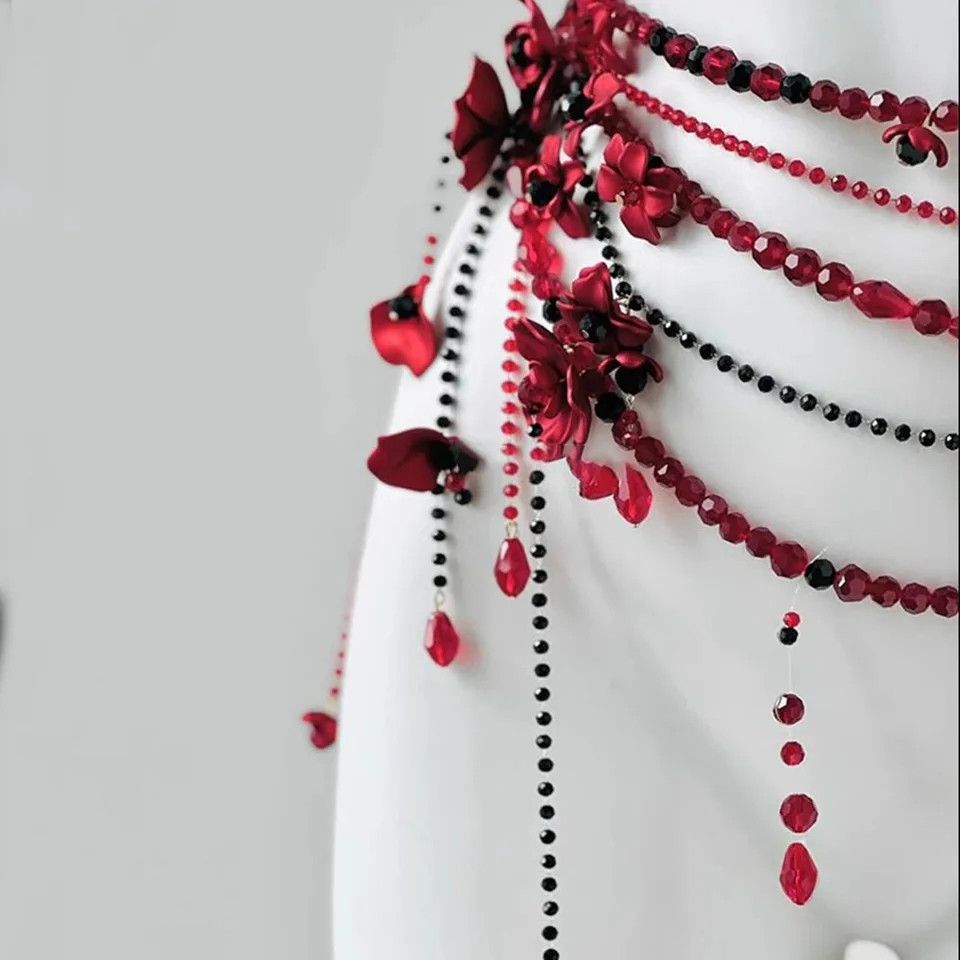 Japanese Brand × Jewelry Red belt jewelry multilayer pearl waist chain Size ONE SIZE - 3 Thumbnail