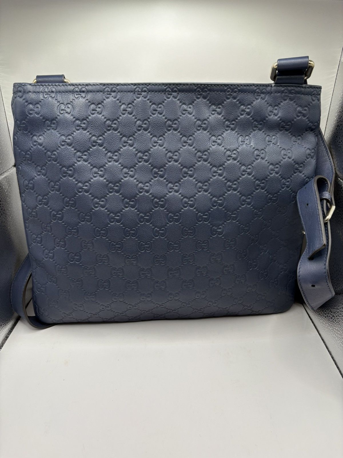 Authentic Gucci Guccissima GG Crossbody Bag Unisex Blue, Men's